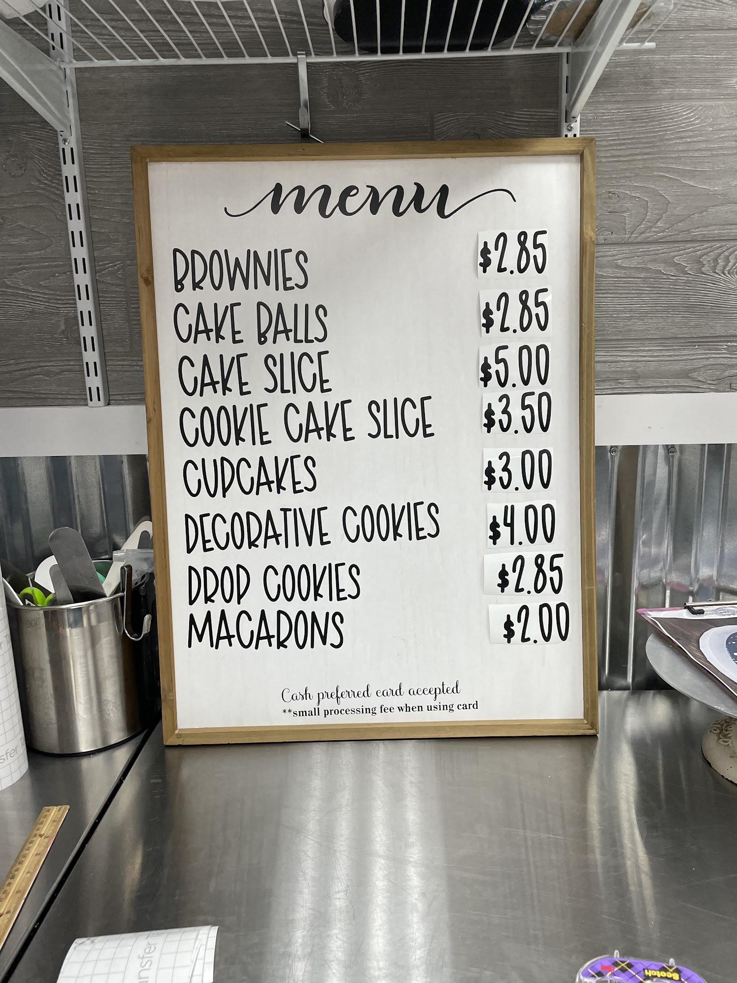 Chocolate Moose Cakery Menu