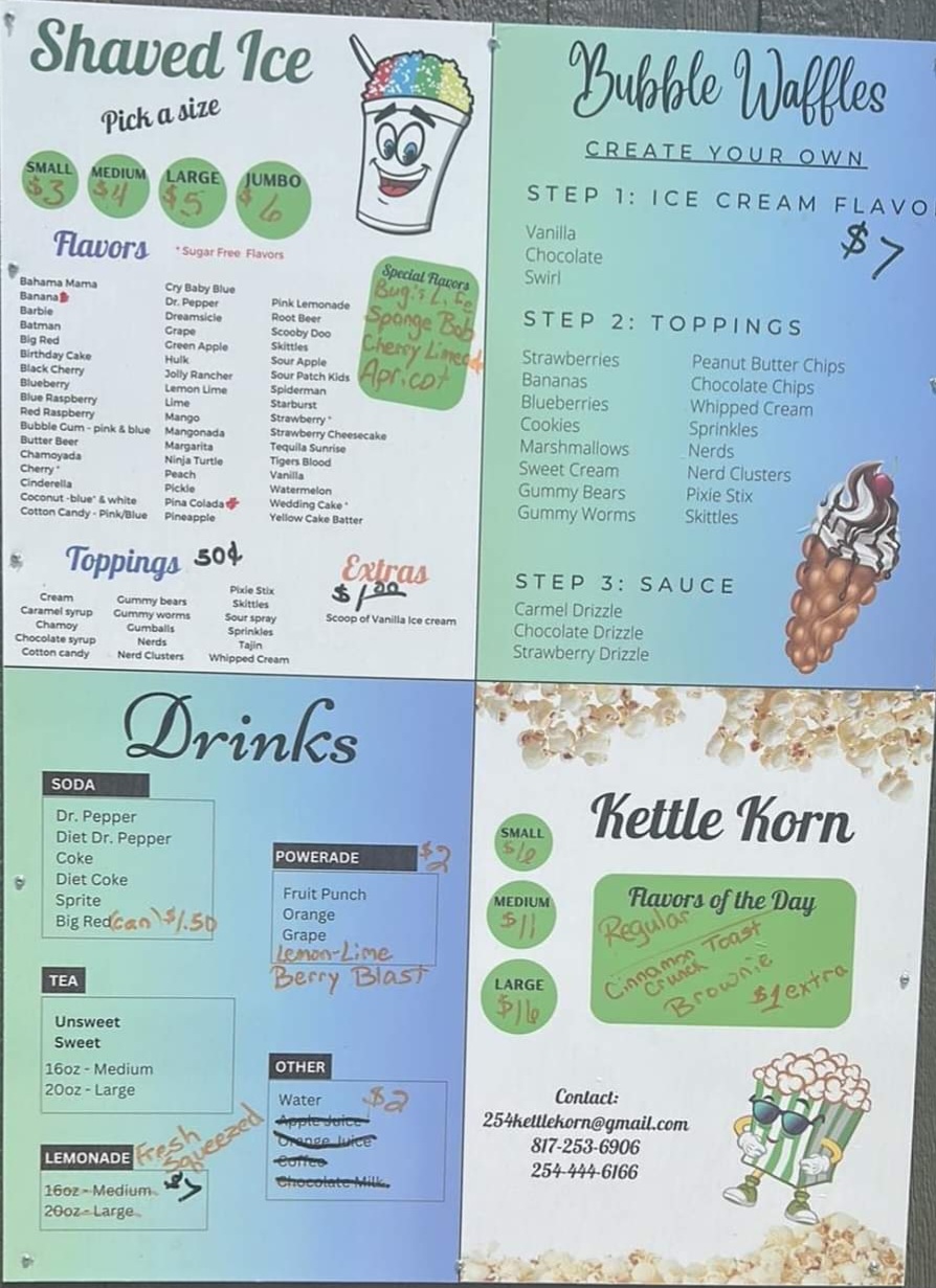 254 Kettle Korn, LLC Menu