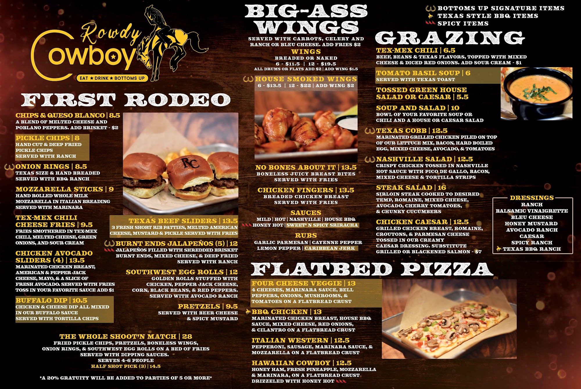 Rowdy Cowboy Menu