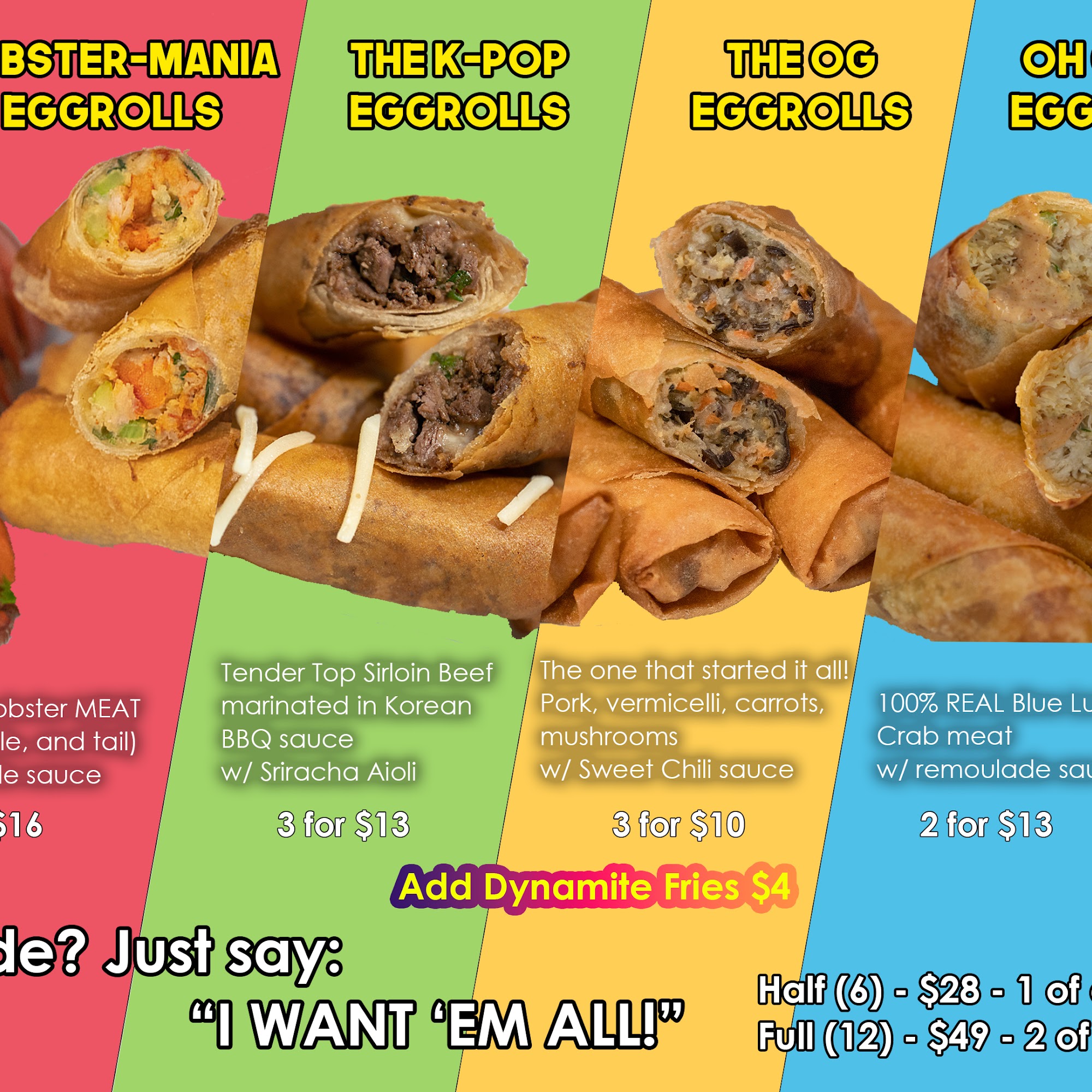 Dynamite Eggrolls Menu