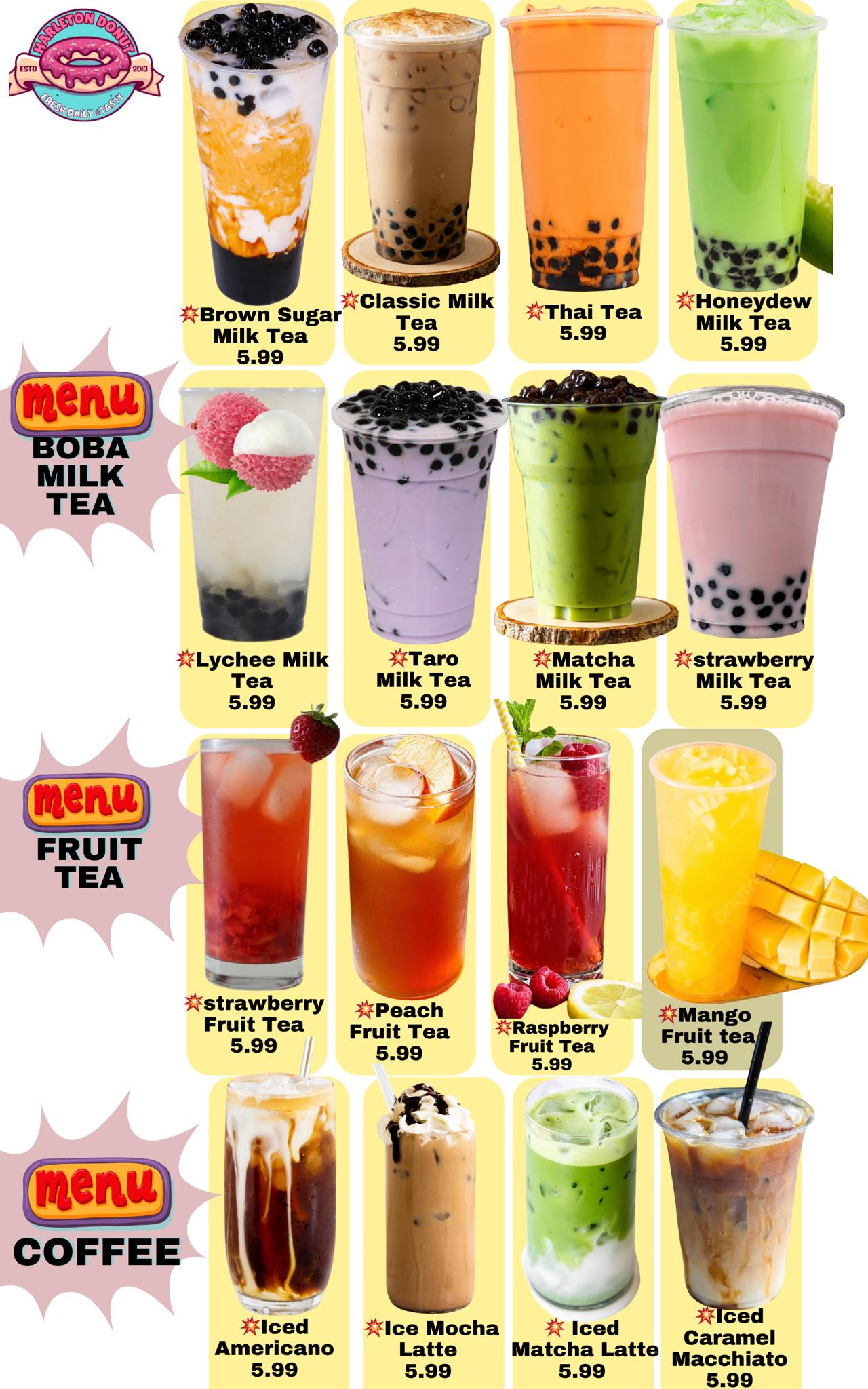 Harleton Donuts Menu