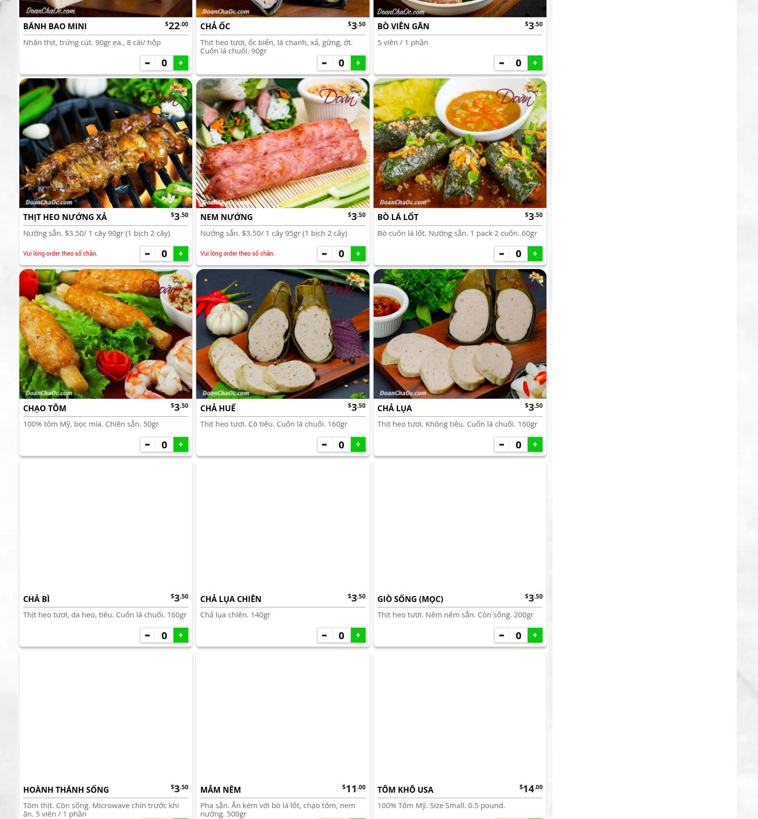 Chả Ốc Houston Menu