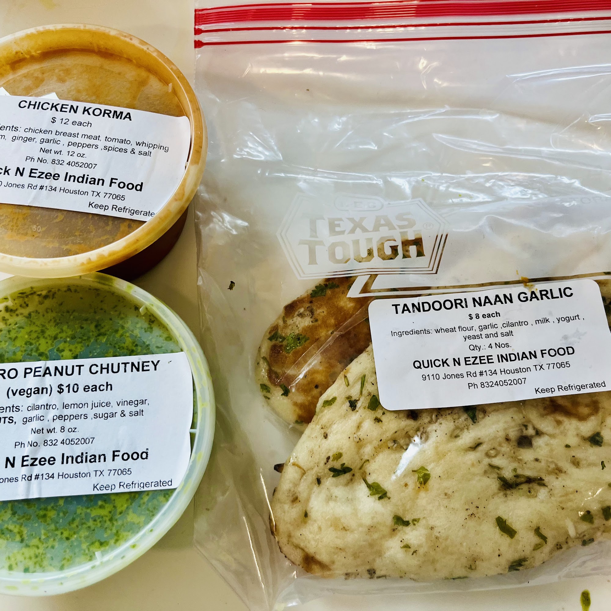 Quick N Ezee Indian Food Menu
