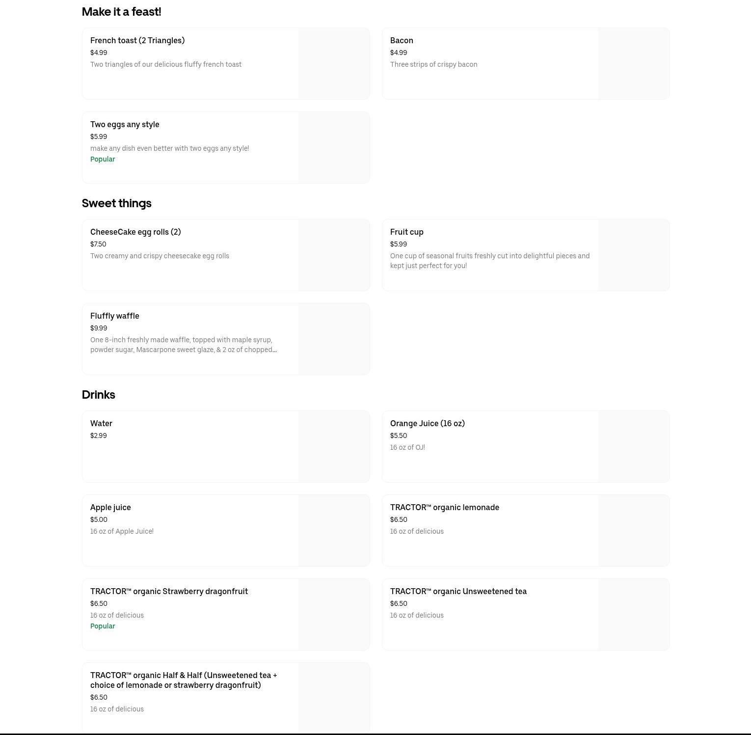 Houston Breakfast Kitchen Menu