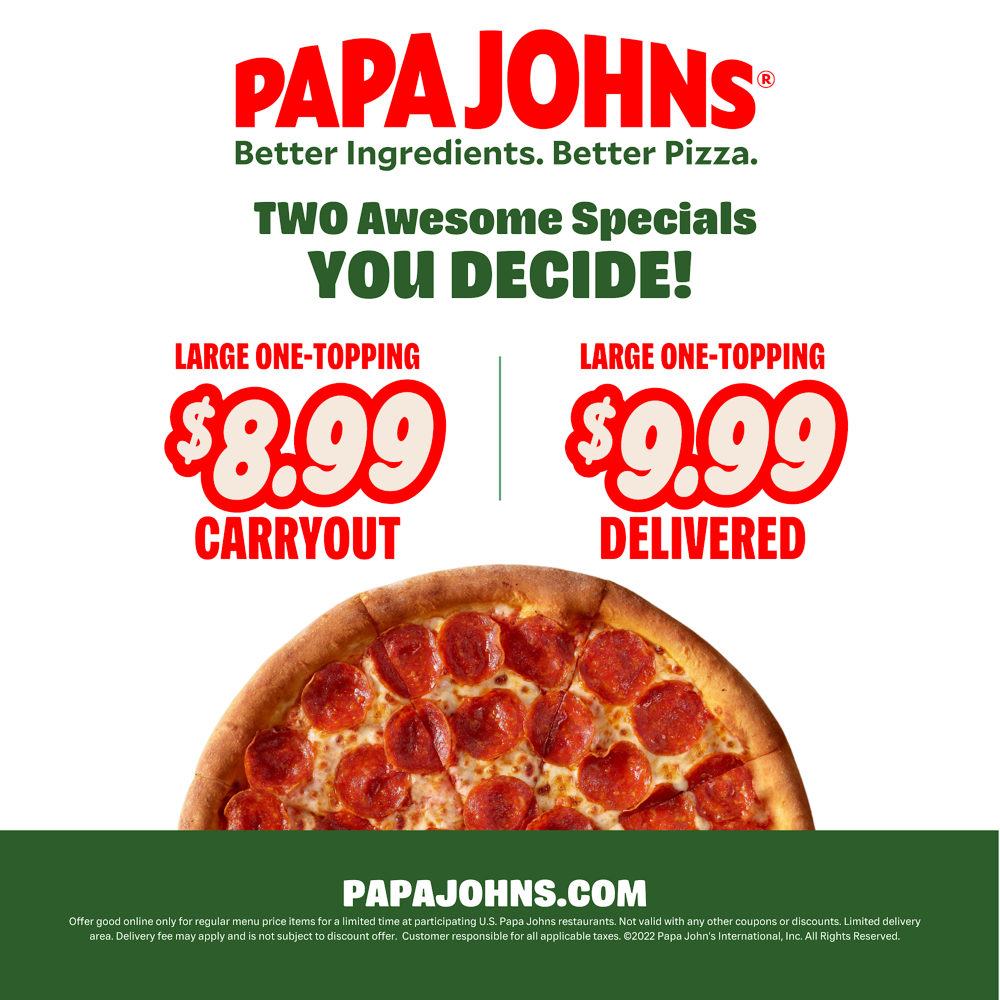 Papa Johns Pizza Menu