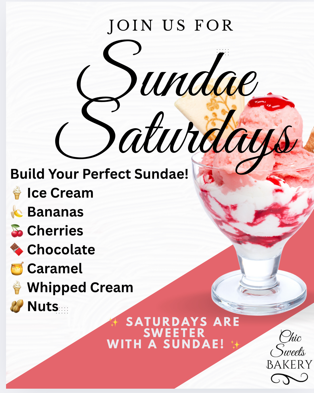 Chic Sweets Dessert Bar Menu