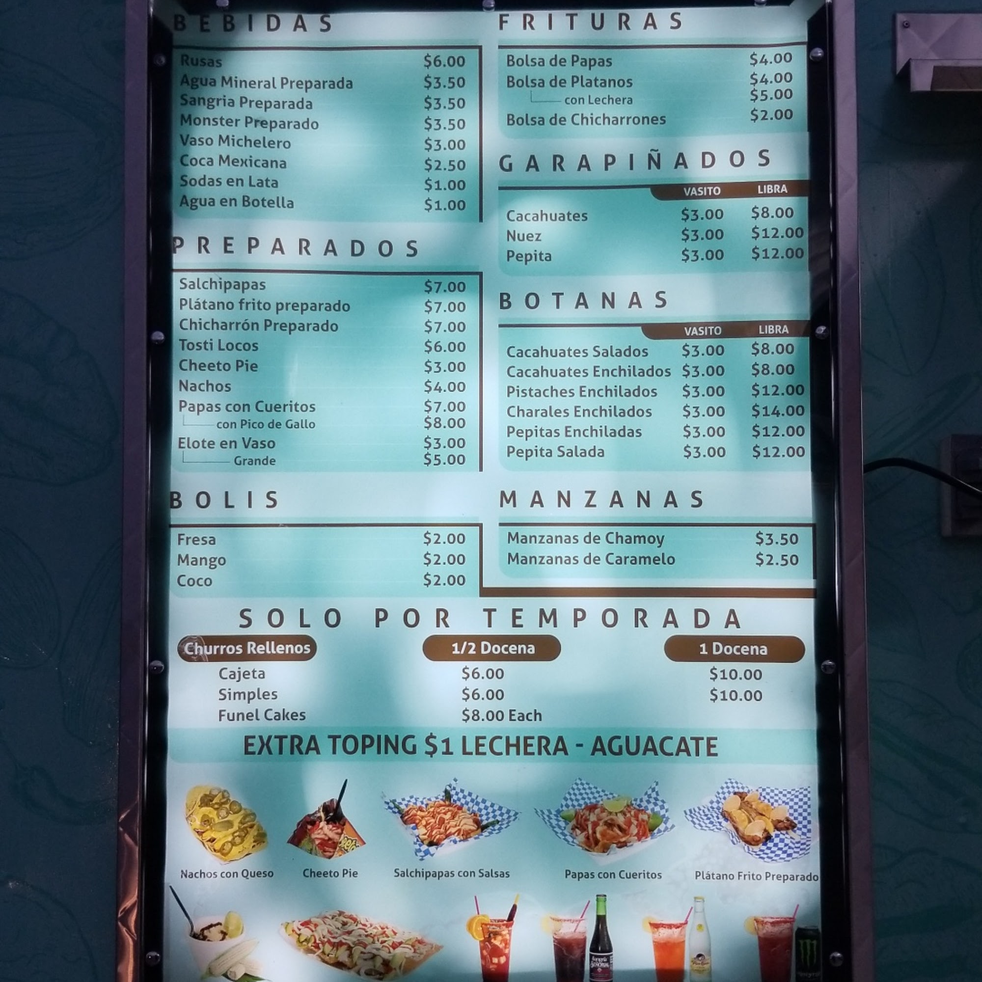 papas locas Menu