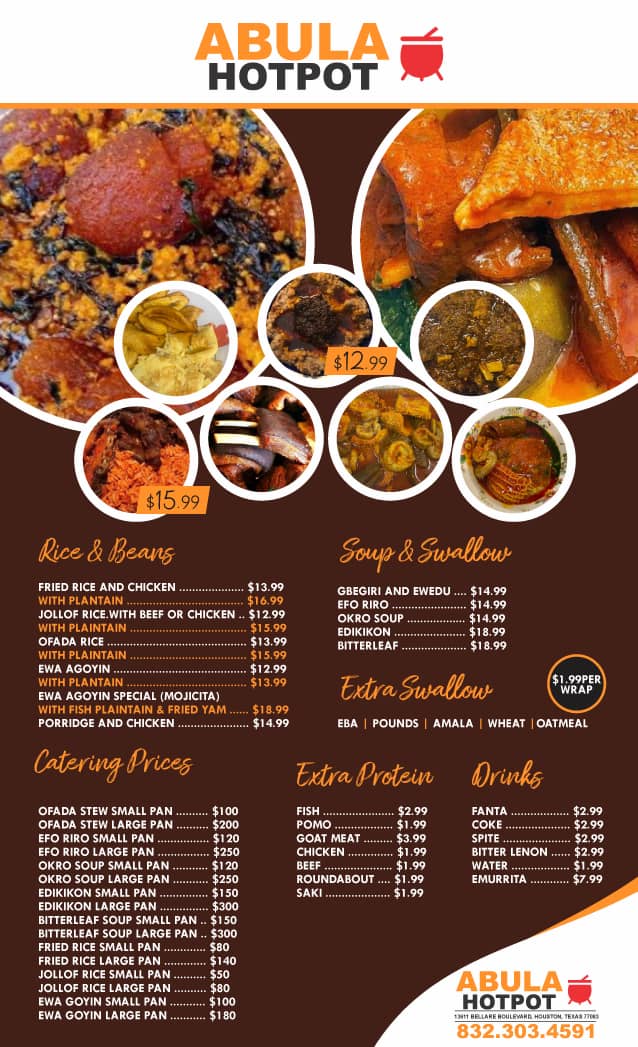 Abula Jollof n Grill Menu