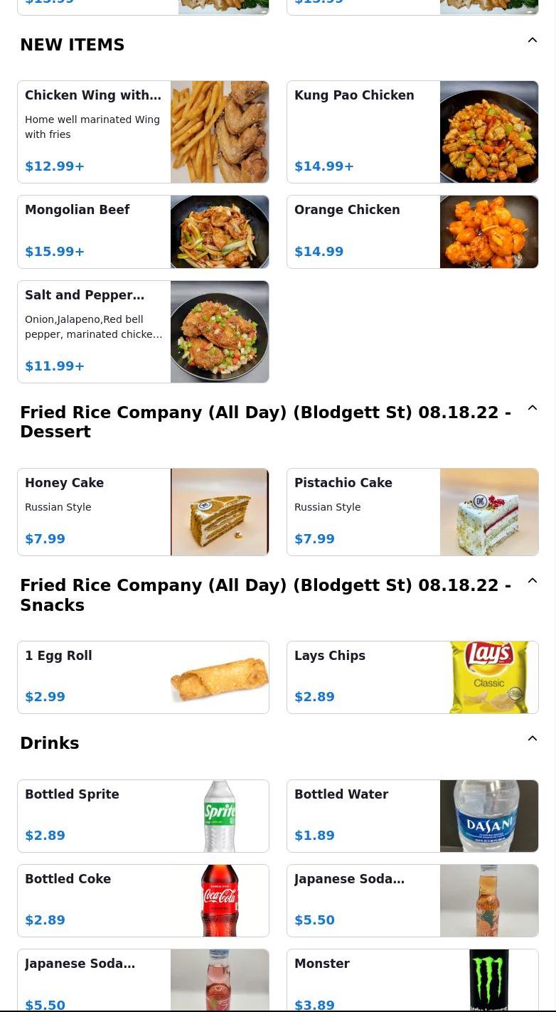 Fried Rice Company Menu