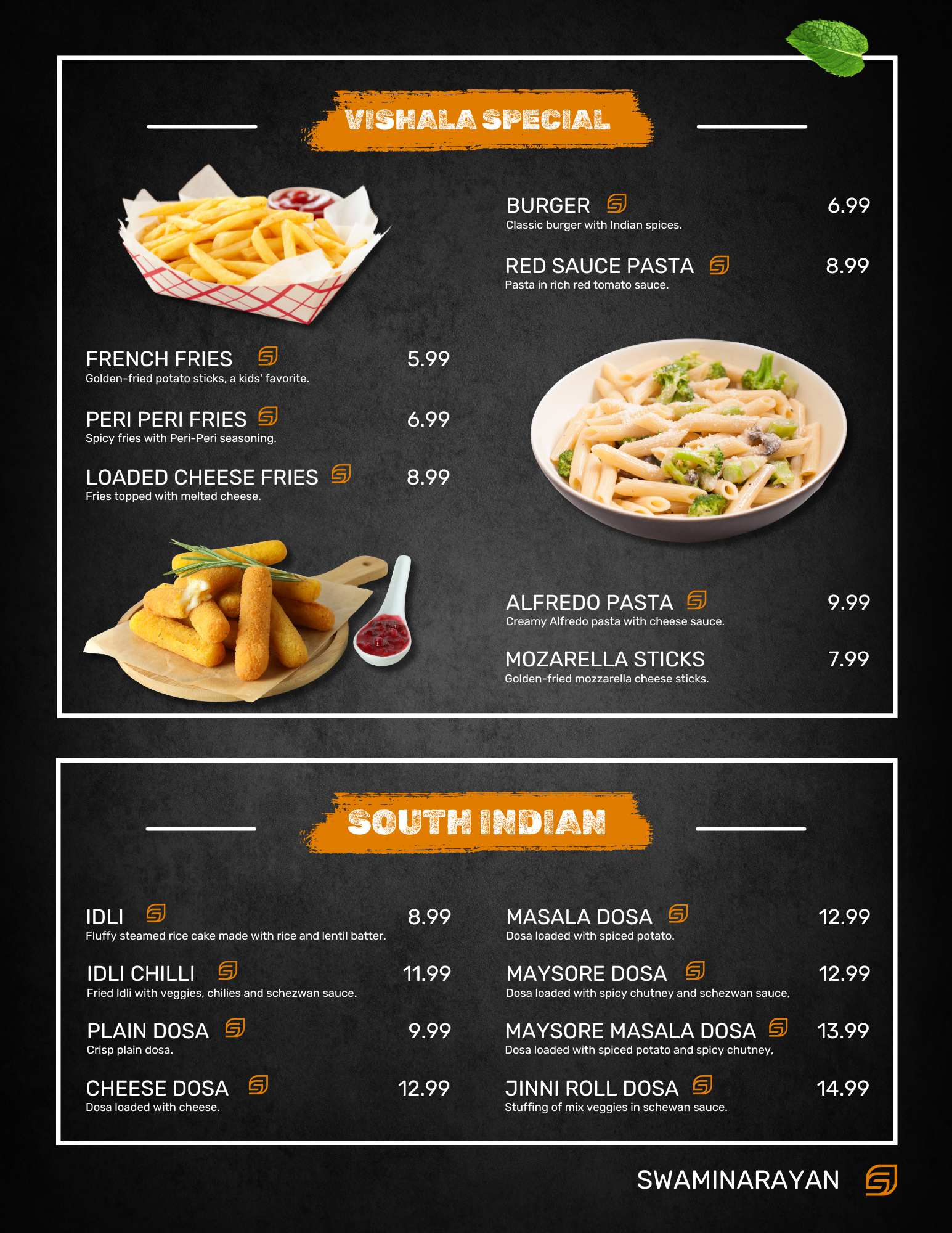 VISHALA RESTAURANT Menu