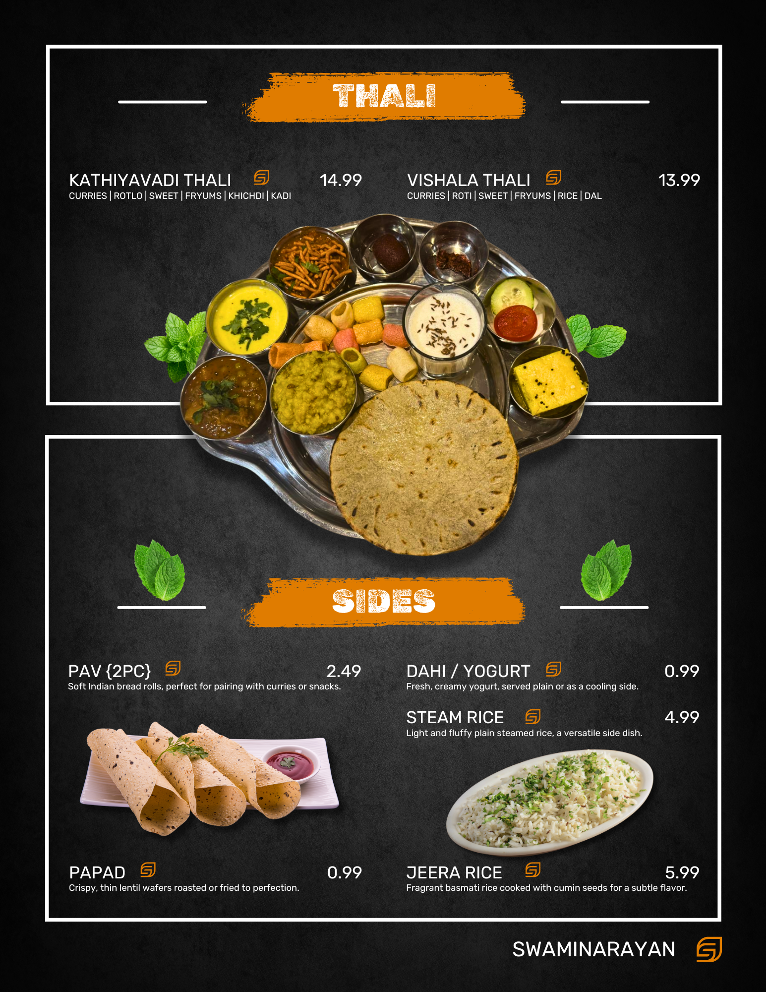 VISHALA RESTAURANT Menu