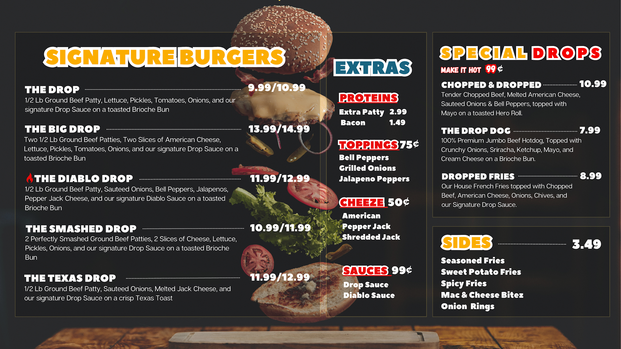 Burger Drop Menu