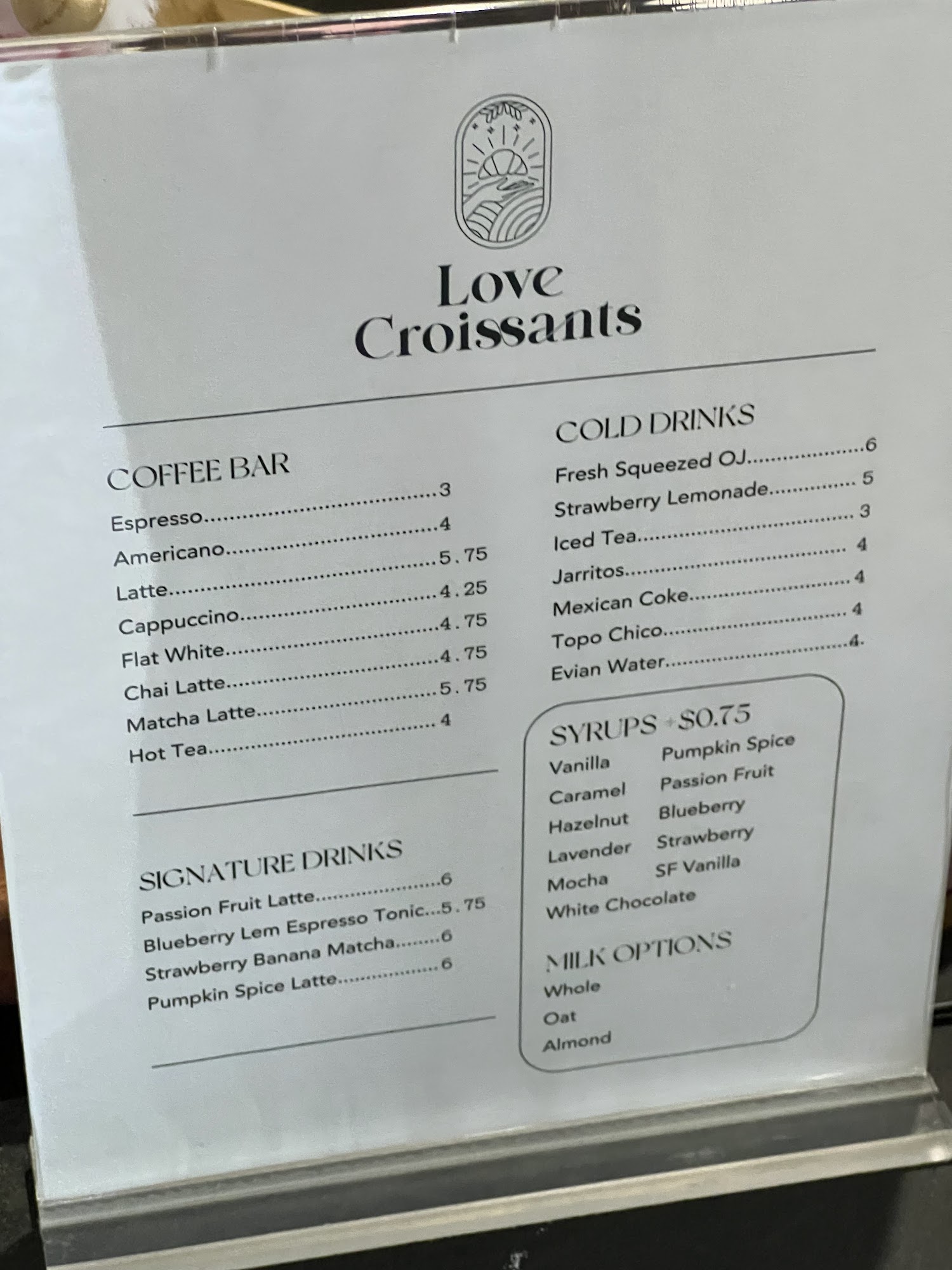 Love Croissants Menu