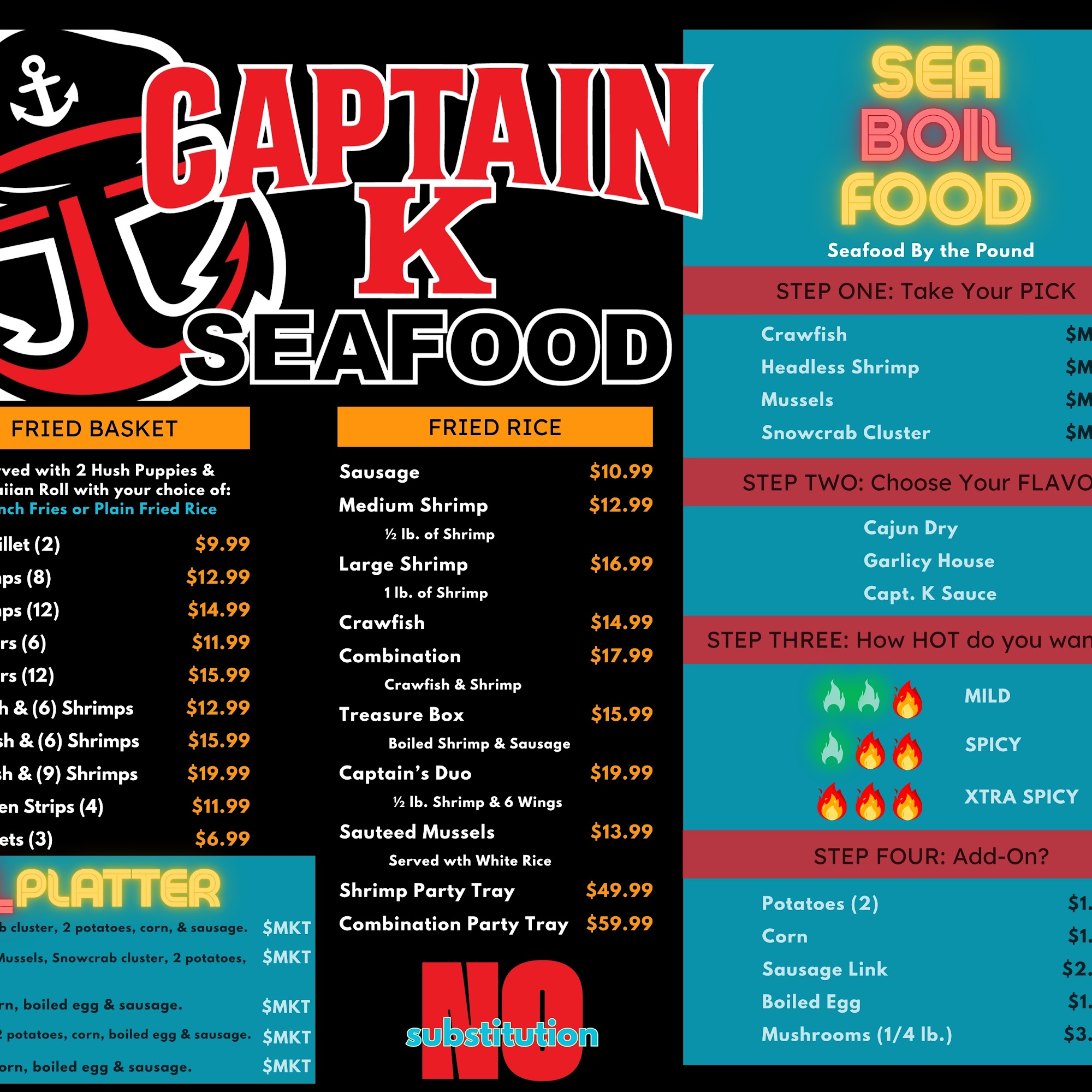 Captain K Seafood Menu