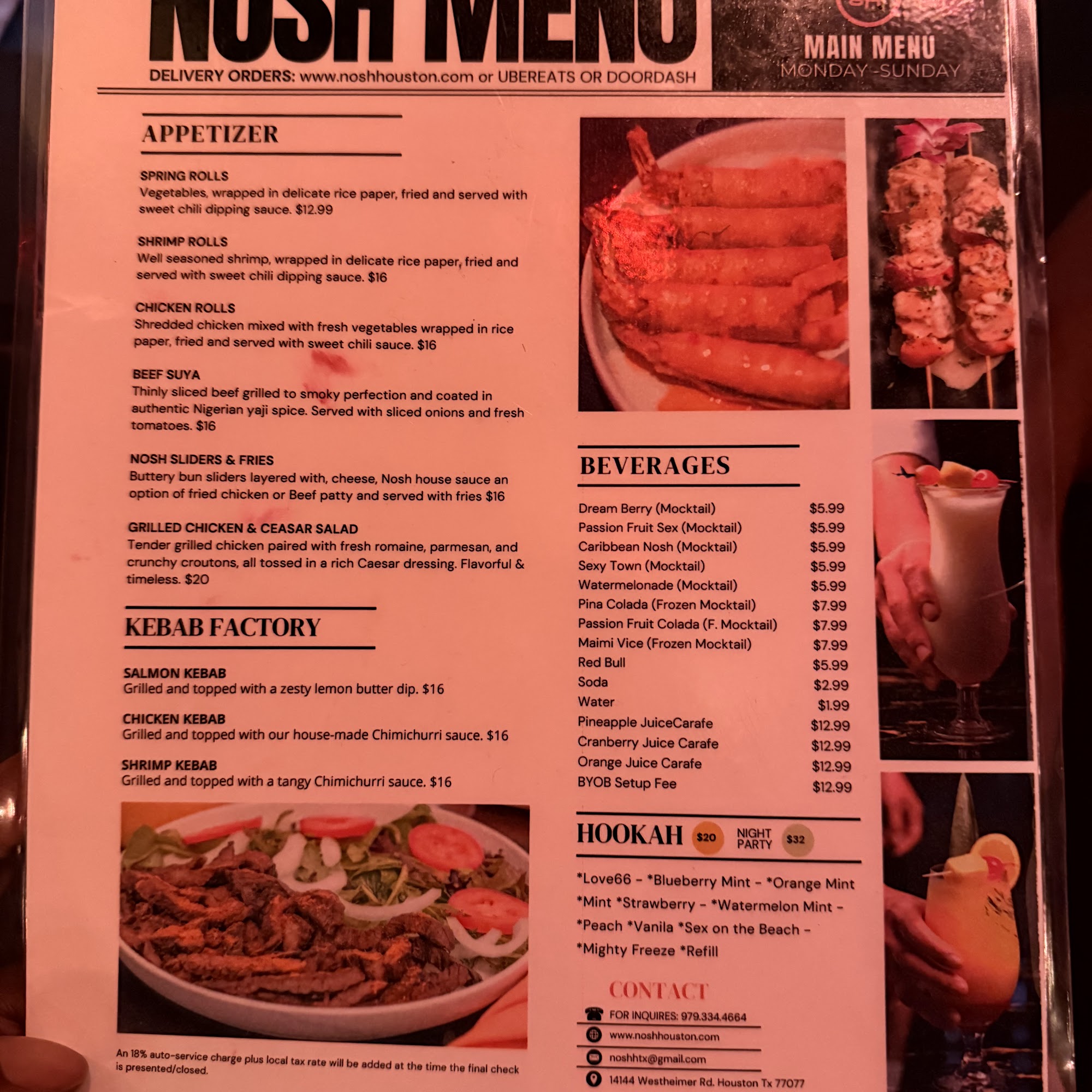 NOSH RESTAURANT & LOUNGE Menu