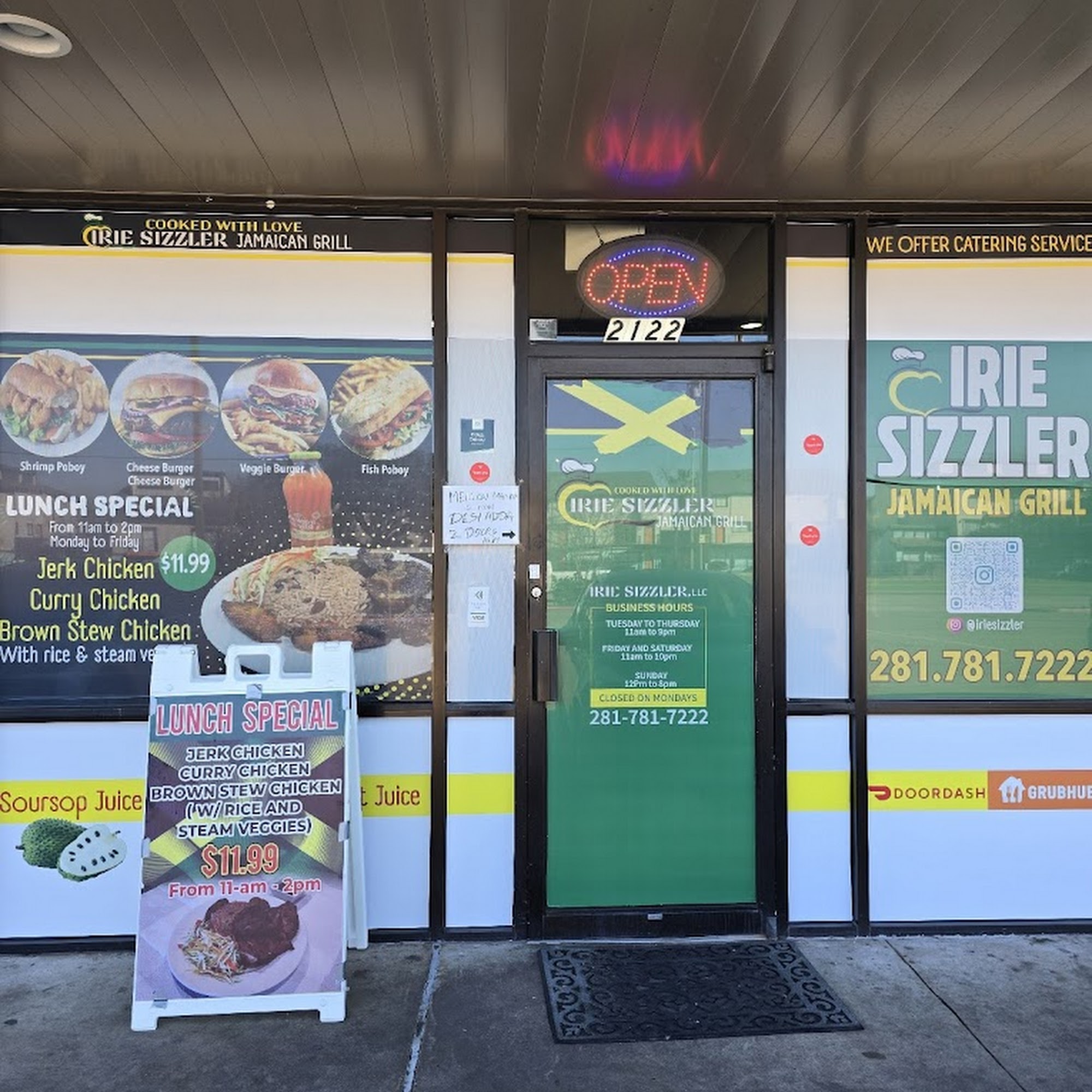 Irie Sizzler Menu
