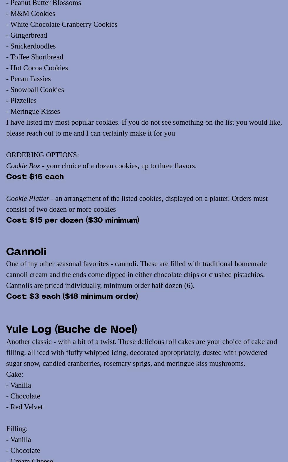 Sunshine Sweets Co. Menu