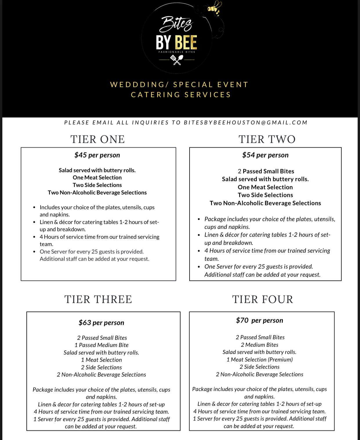 Bites by Bee Menu