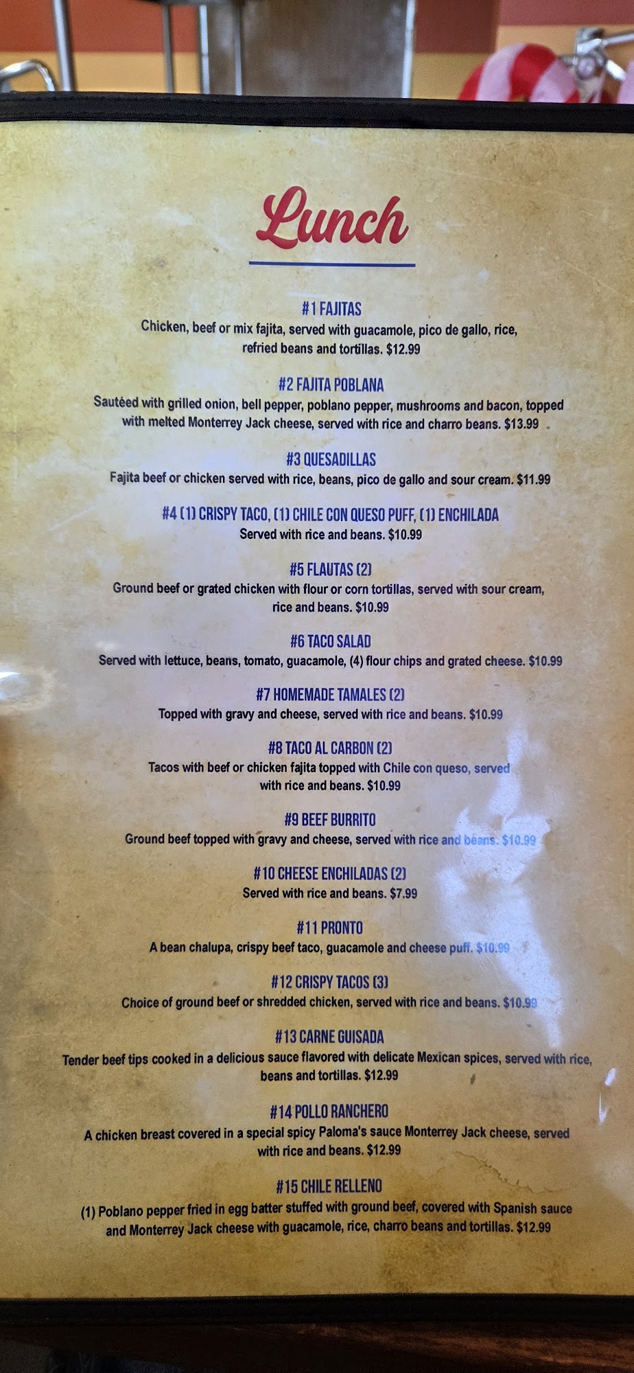 La Haciendita Mexican Restaurant Menu