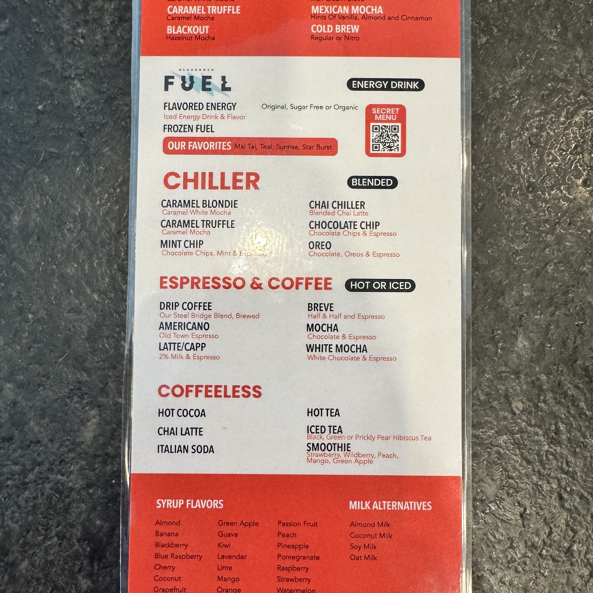Black Rock Coffee Bar Menu