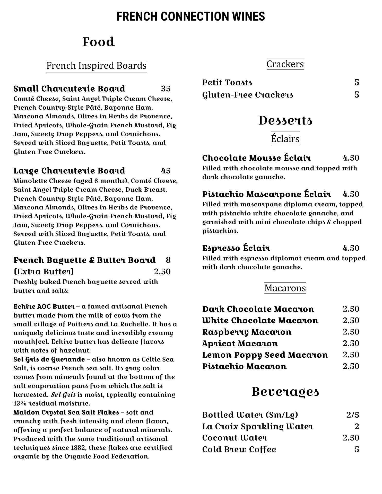 French Connection Wines Menu