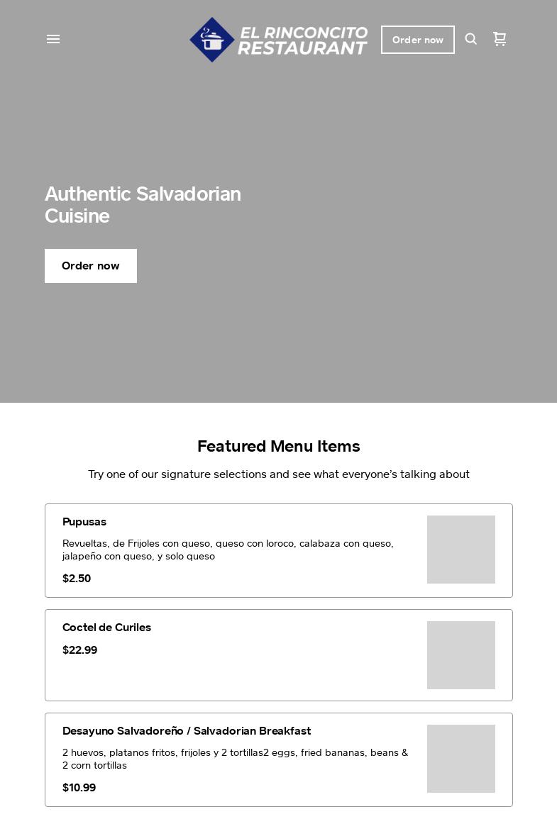 El Rinconcito Restaurant Menu