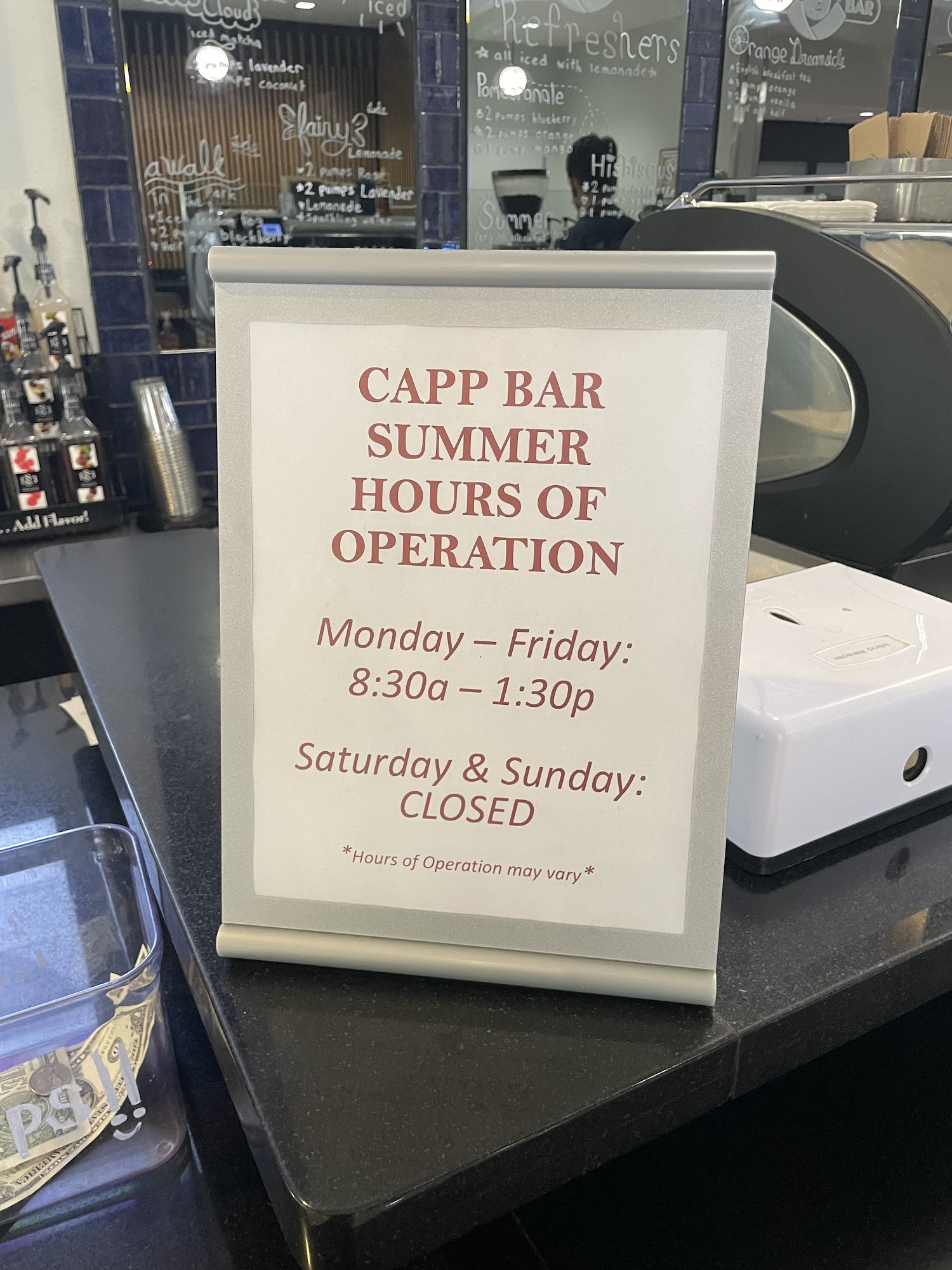 The Capp Bar Menu