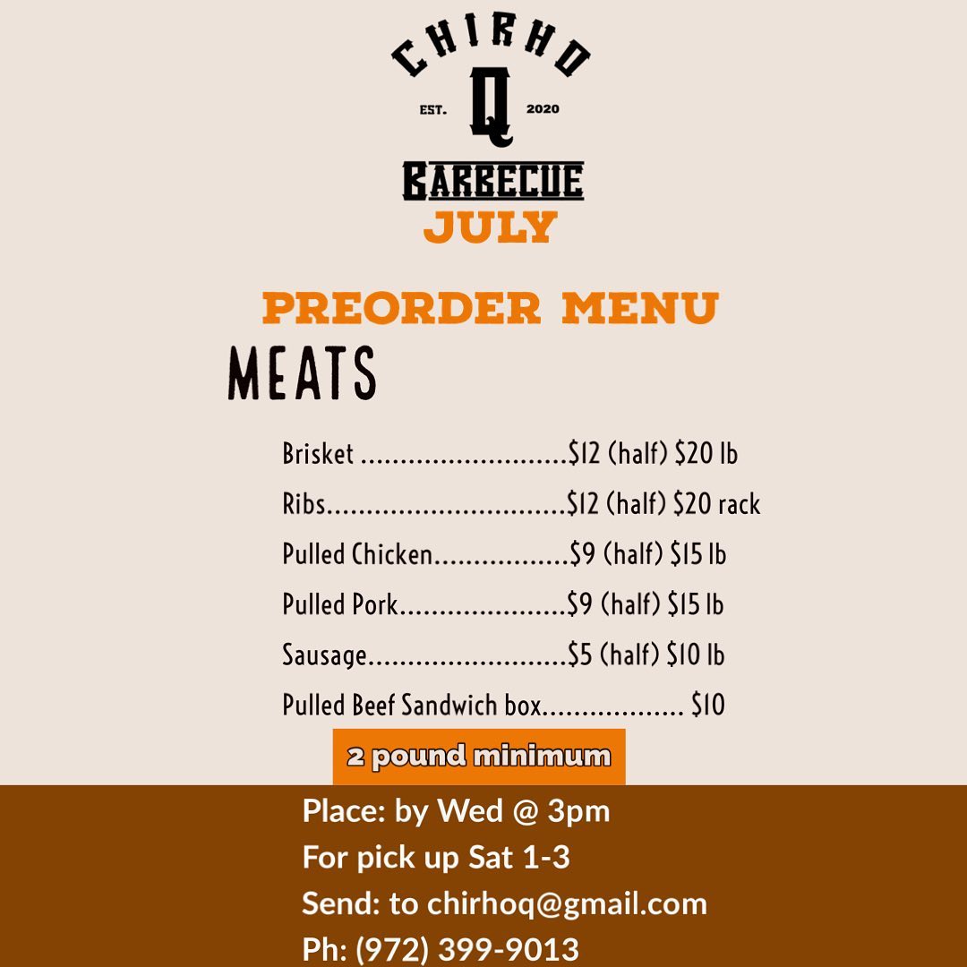 Chirho Q Barbecue Menu