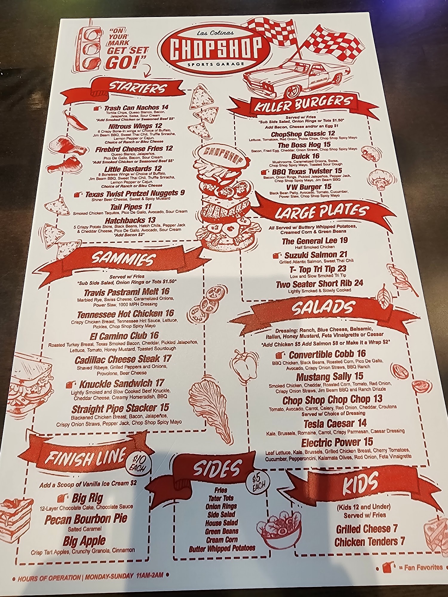 Chop Shop Las Colinas Menu