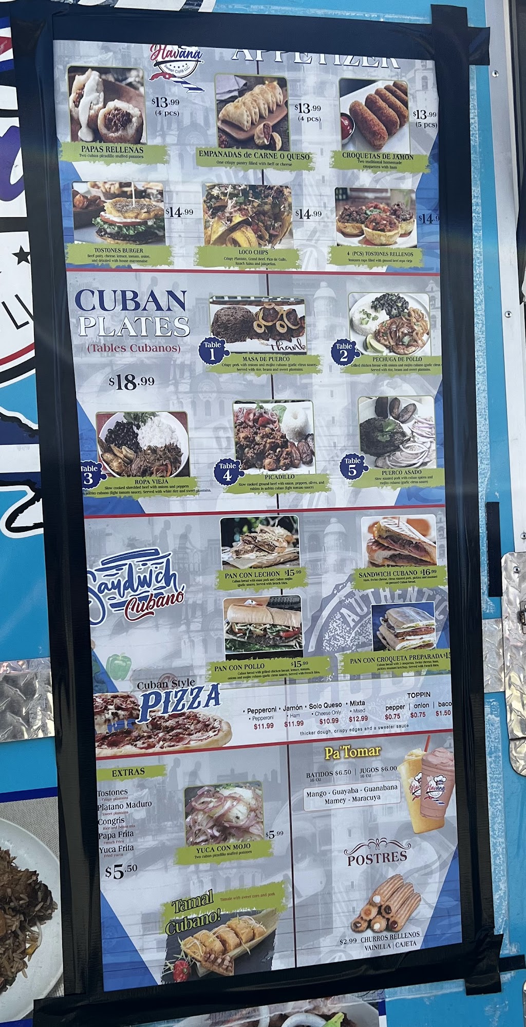 Havana Sweet Cafe Menu