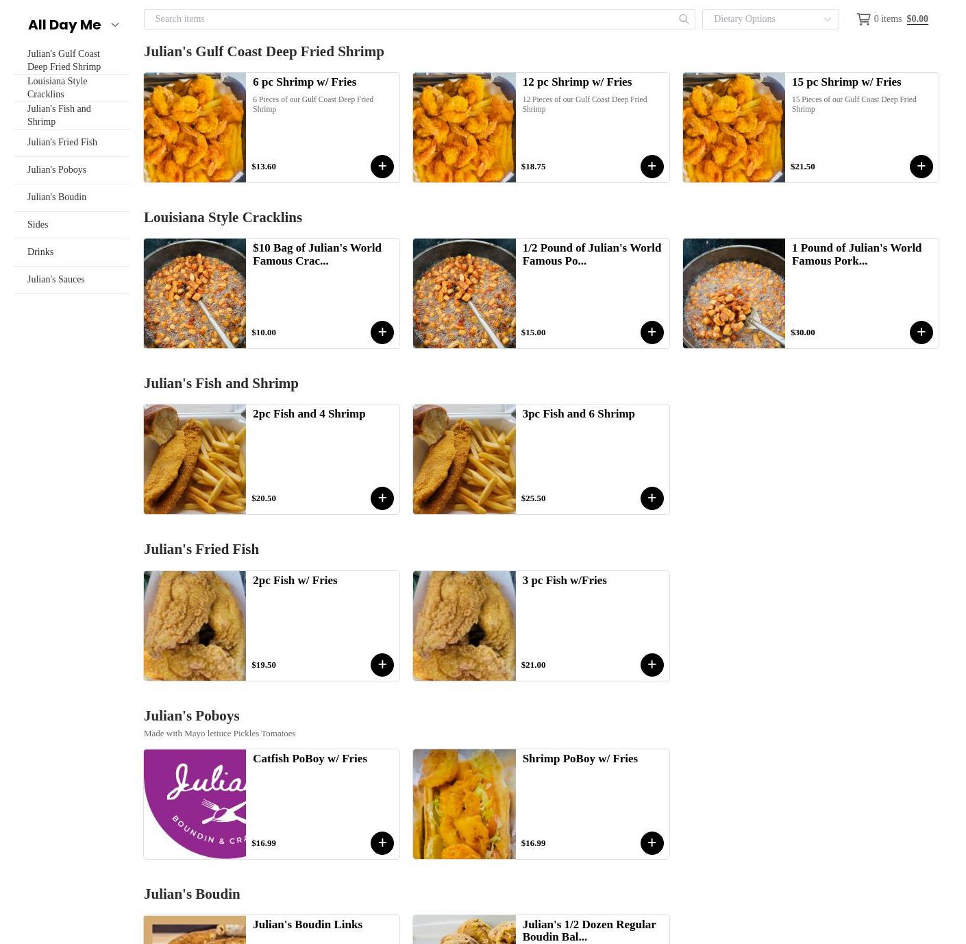 Julian's Boudin & Cracklins (Food Truck) Menu