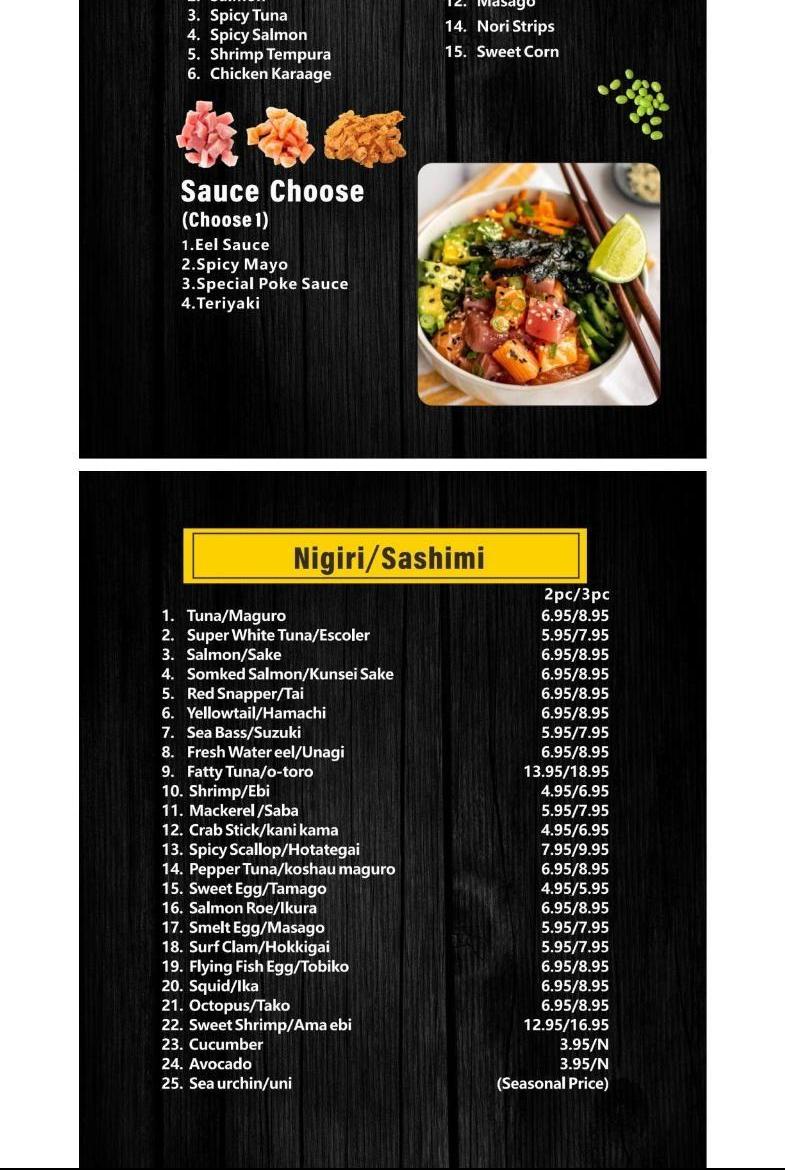Toyama Sushi & Ramen Menu