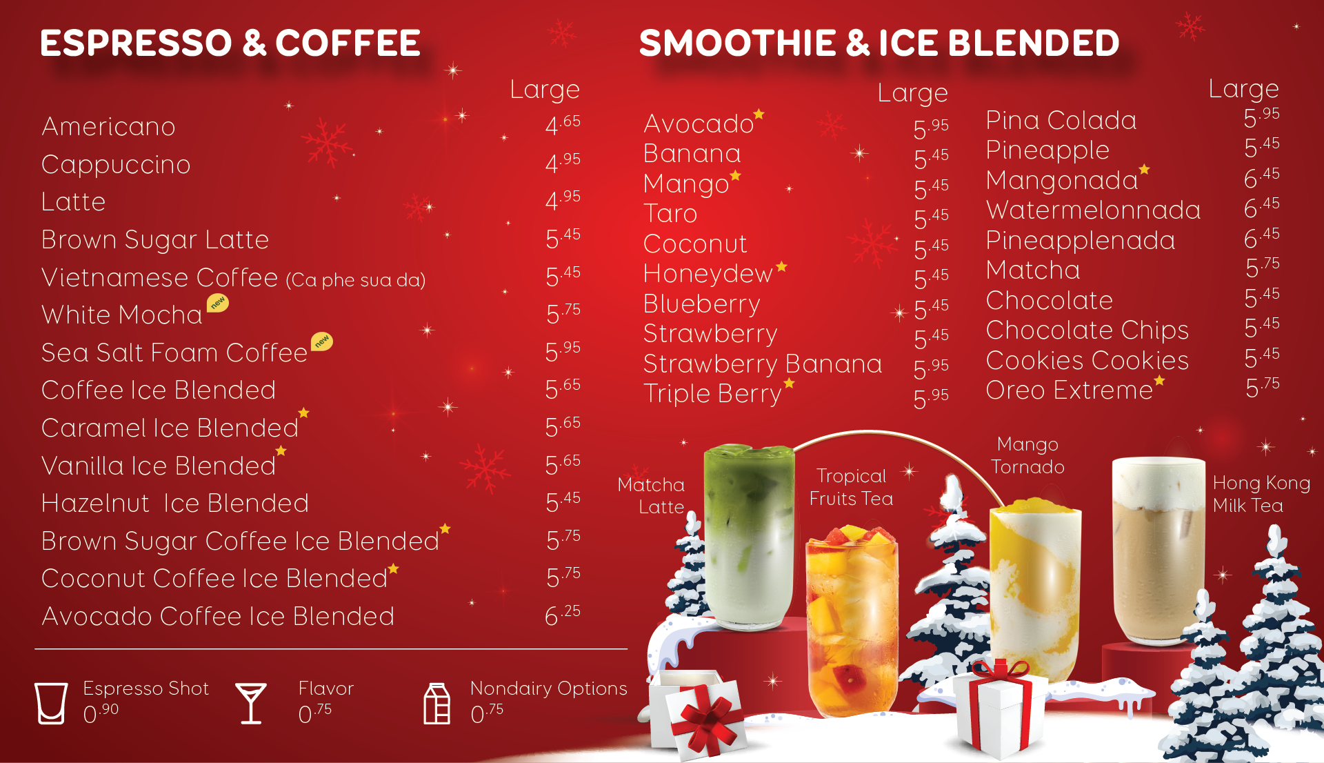 Puer Tea and Coffee Menu