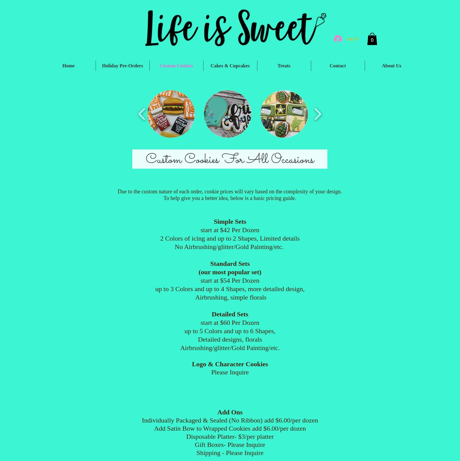 Life is Sweet Menu