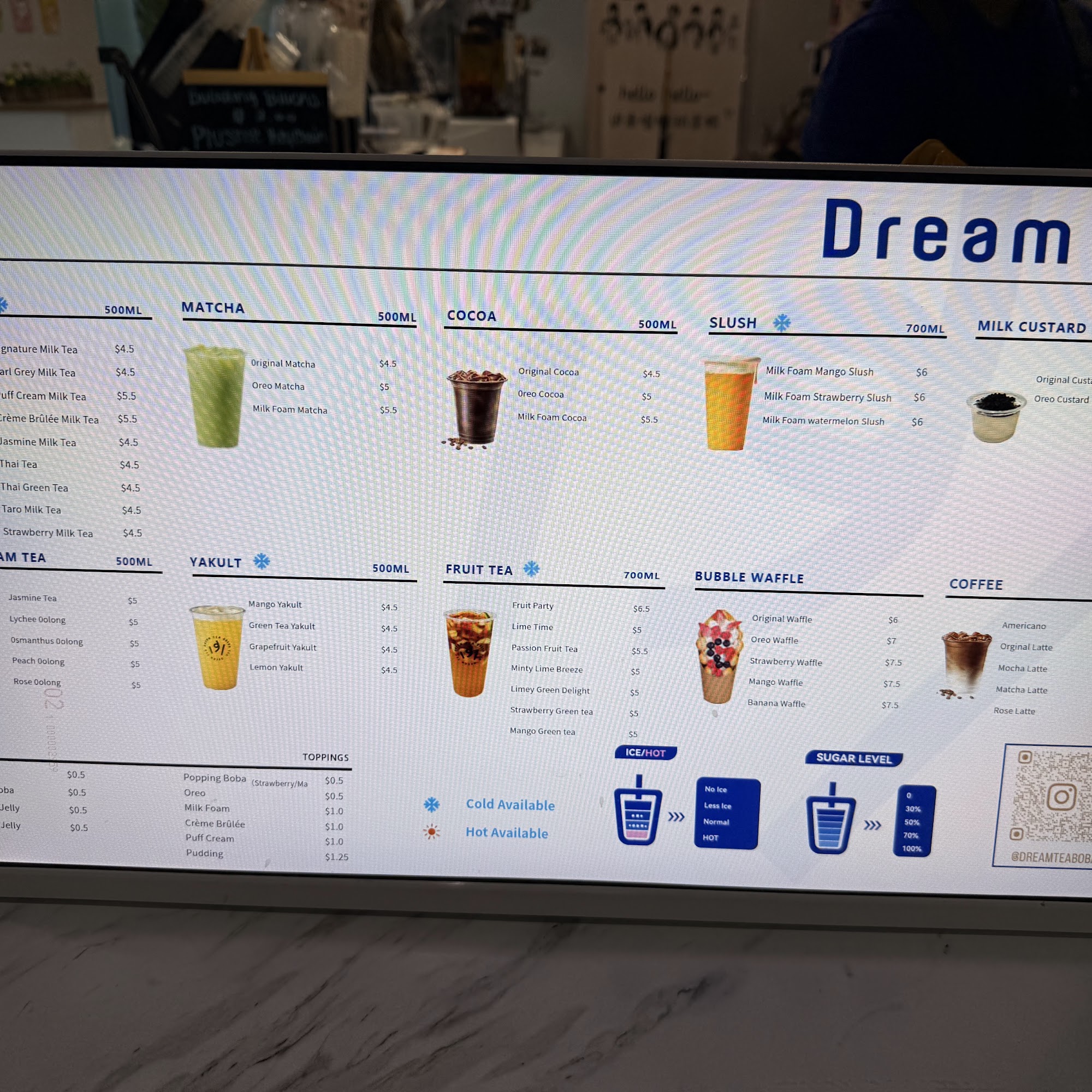 dream tea Menu