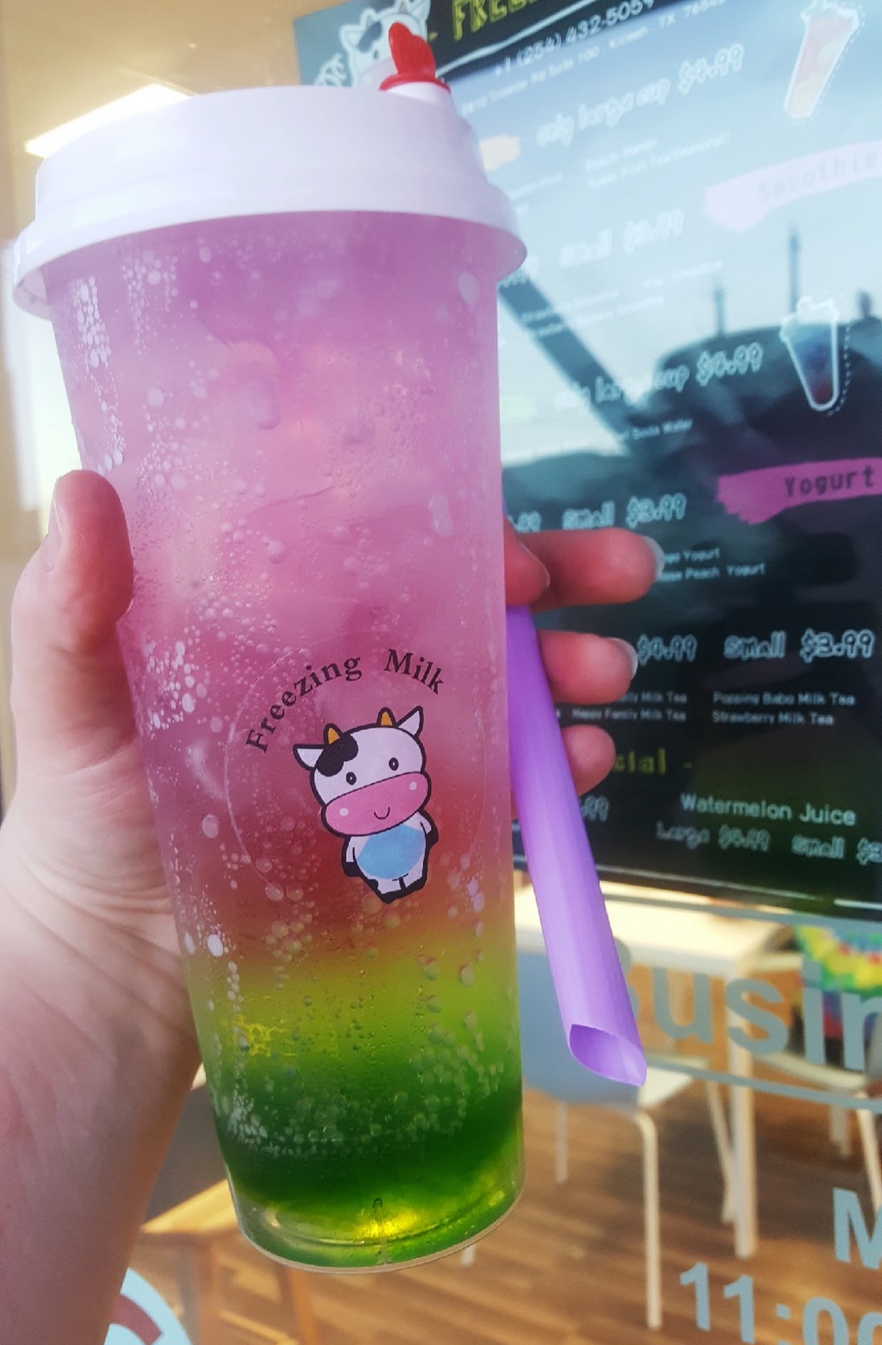 Freezing Milk rolling ice cream boba Tea Waffle Killeen