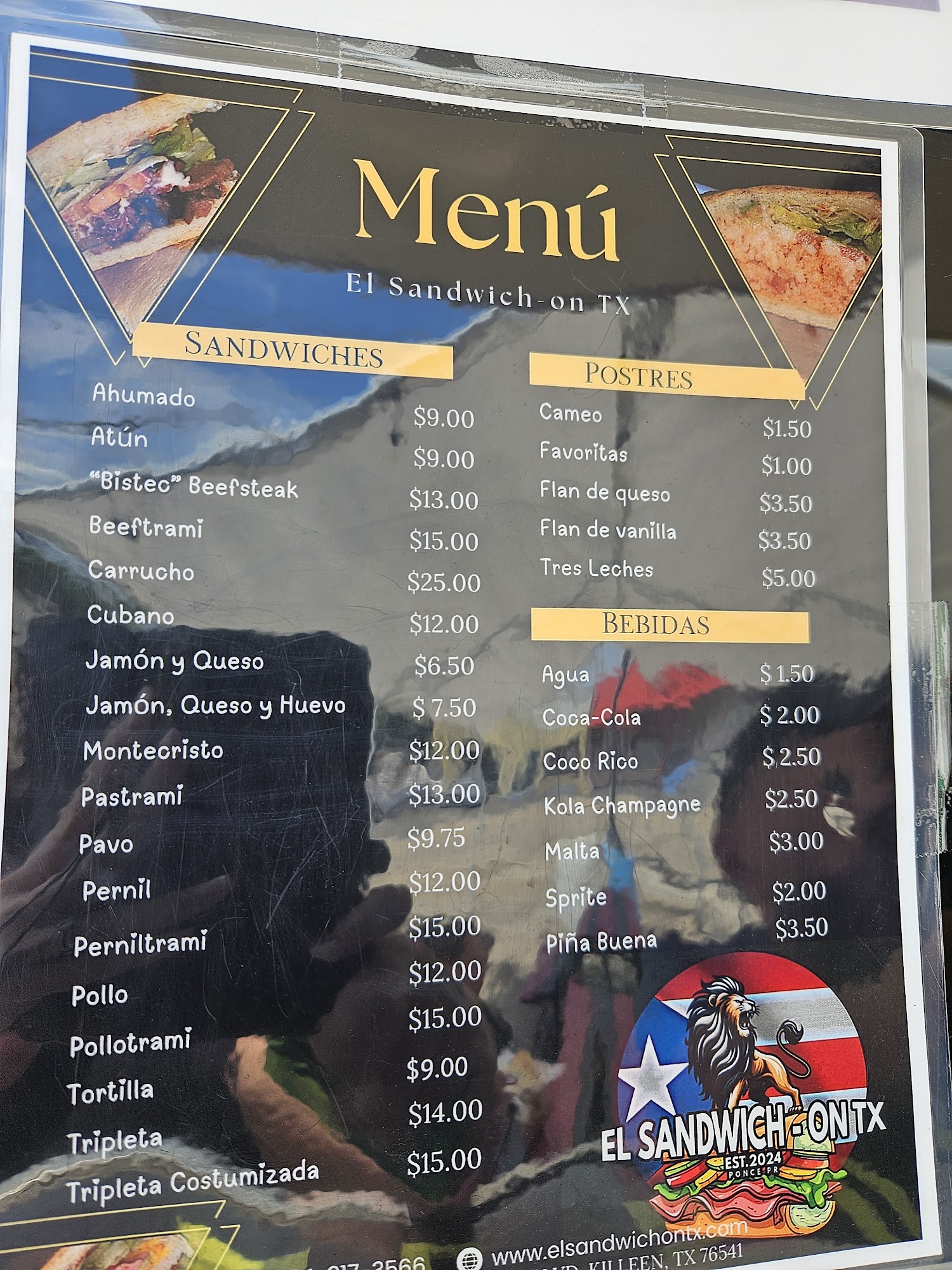 El sandwich-on Tx Menu