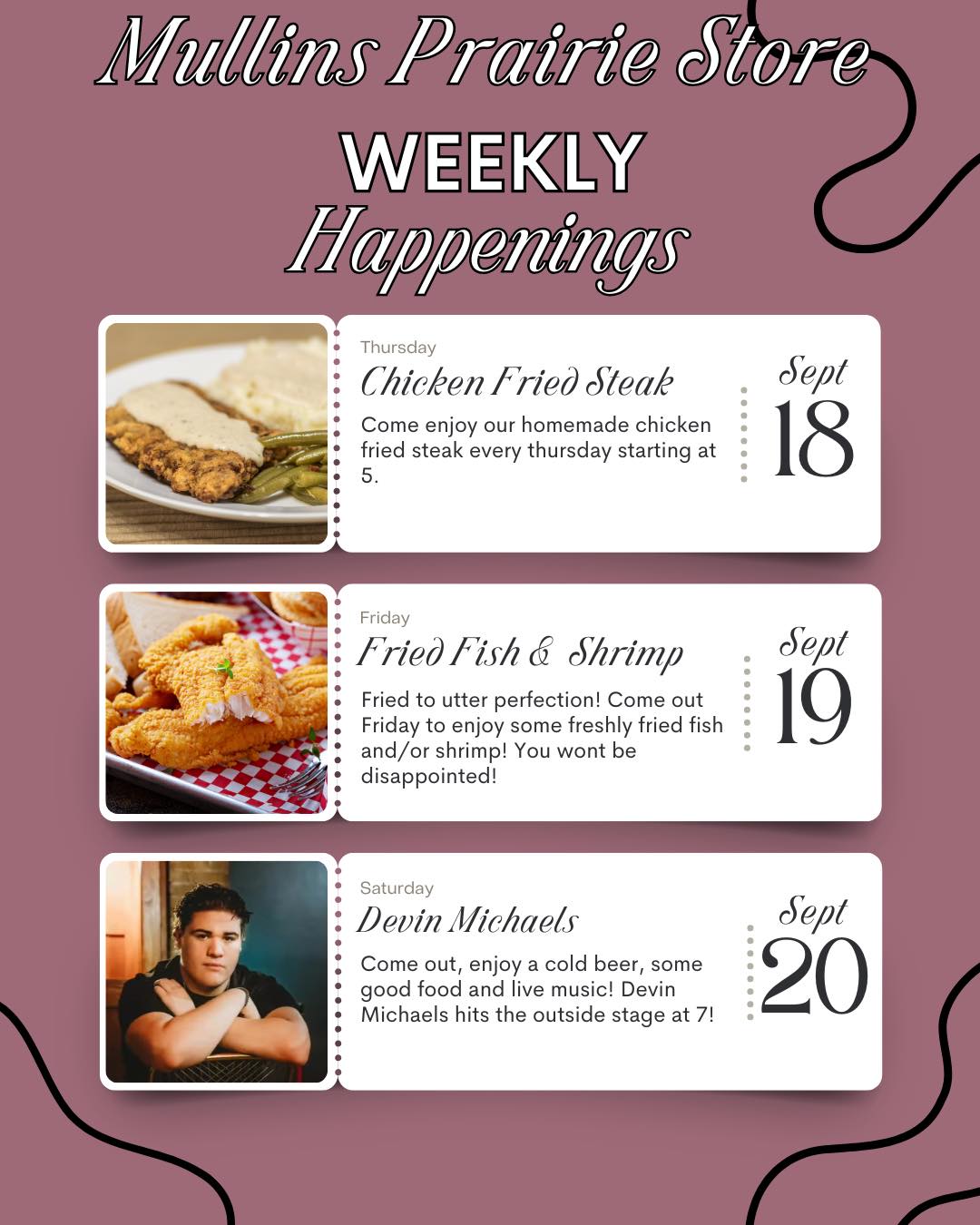 Mullins Prairie Menu