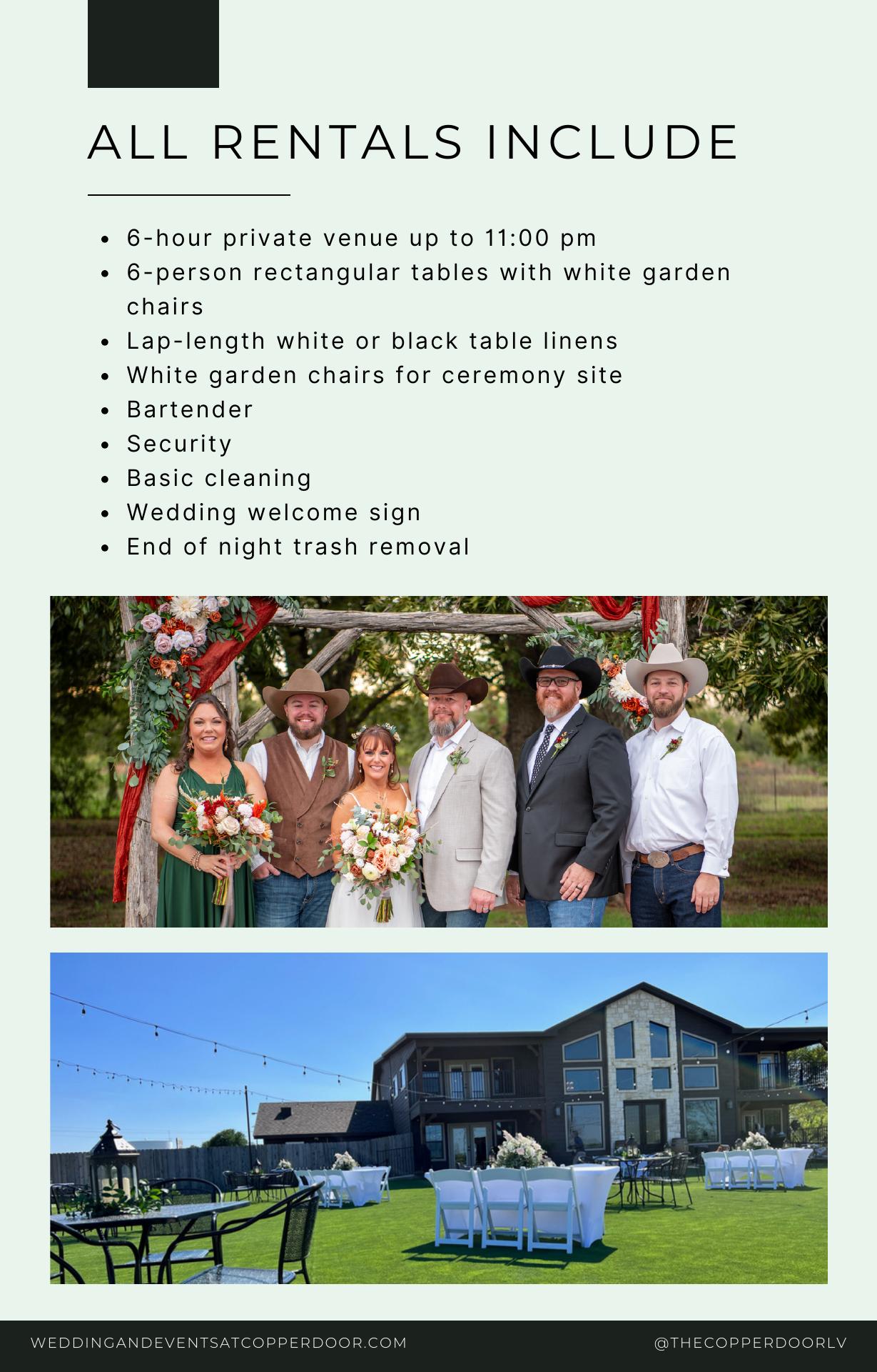 Weddings & Events At The Copper Door Menu