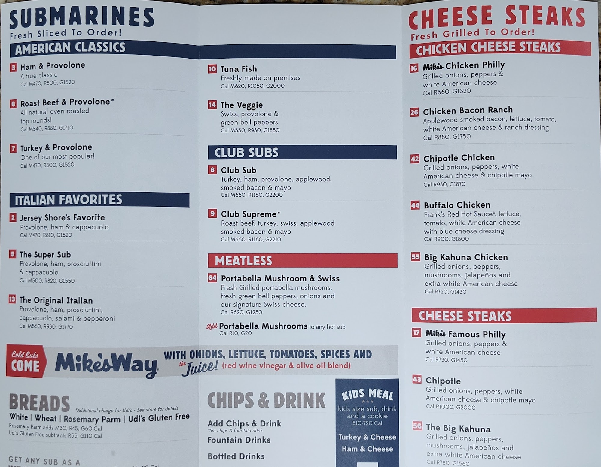 Jersey Mike's Subs Menu