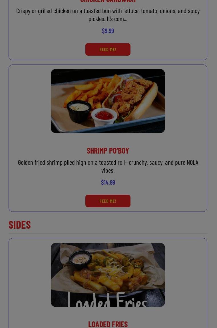 Daiquiri Chicken and Waffles Menu