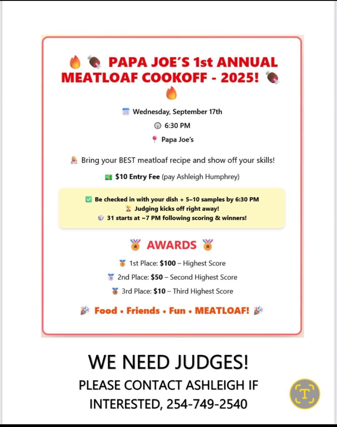 Papa Joe's Texas Saloon Menu