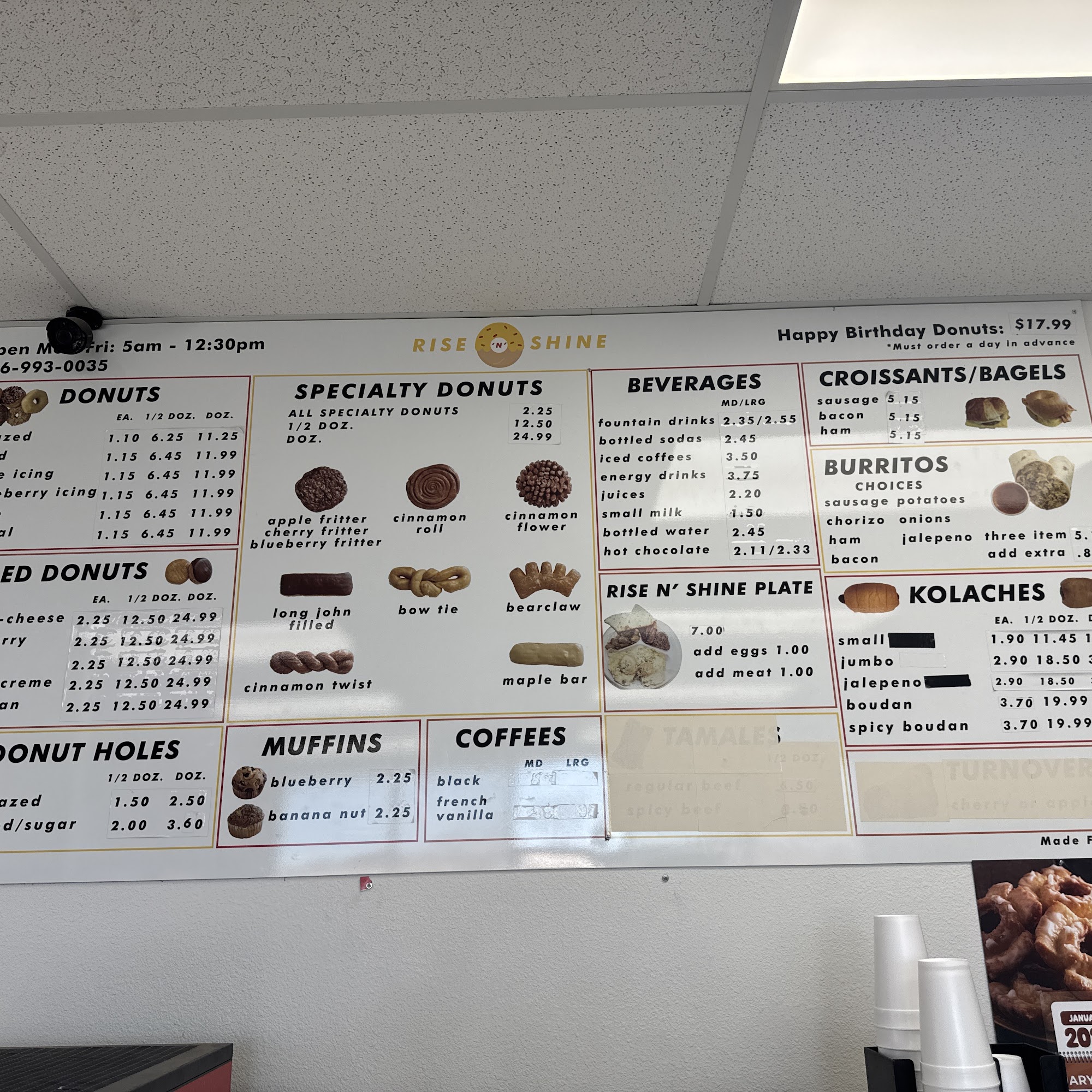 Rise N Shine Donuts Menu
