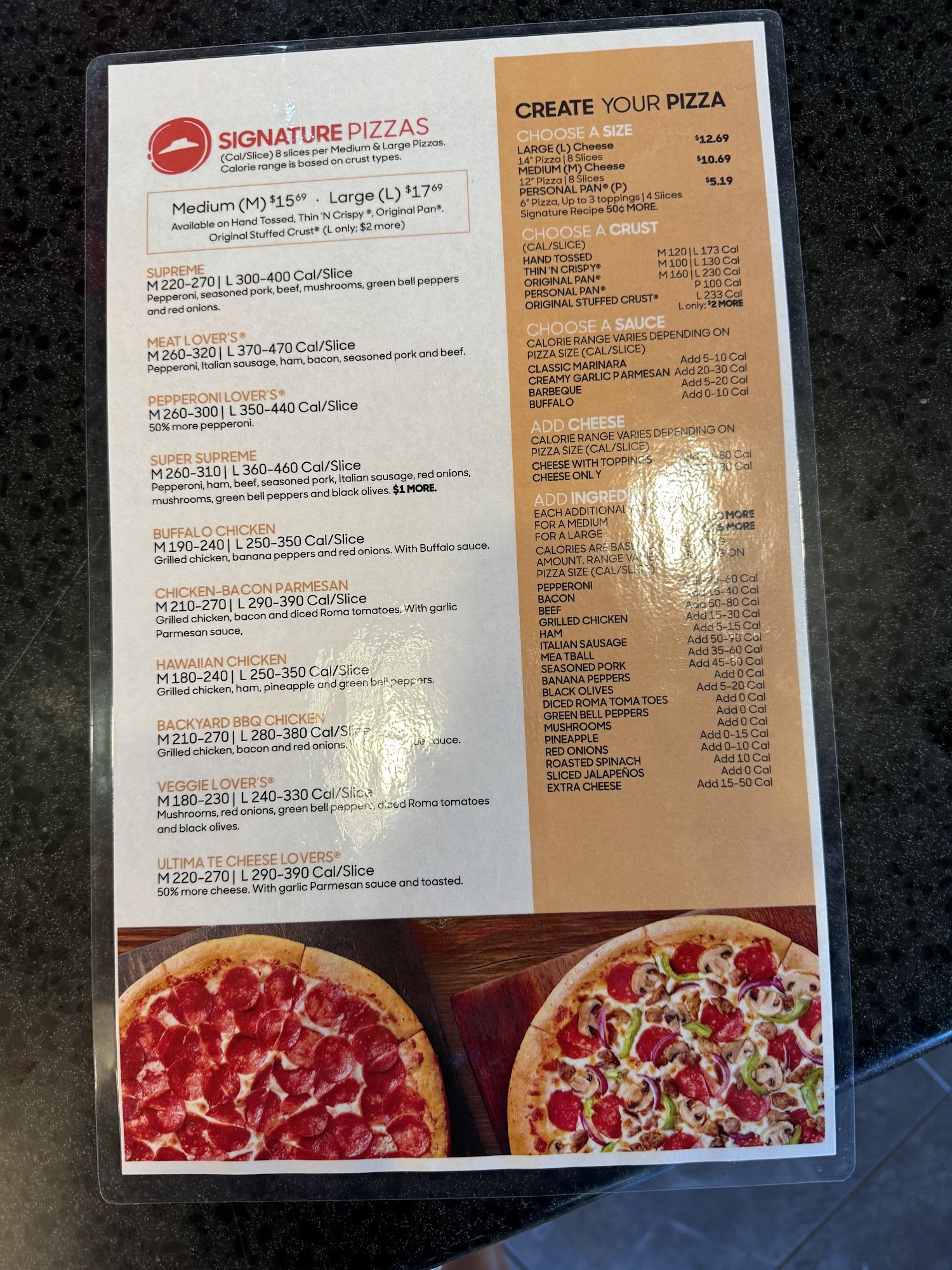 Pizza Hut Menu