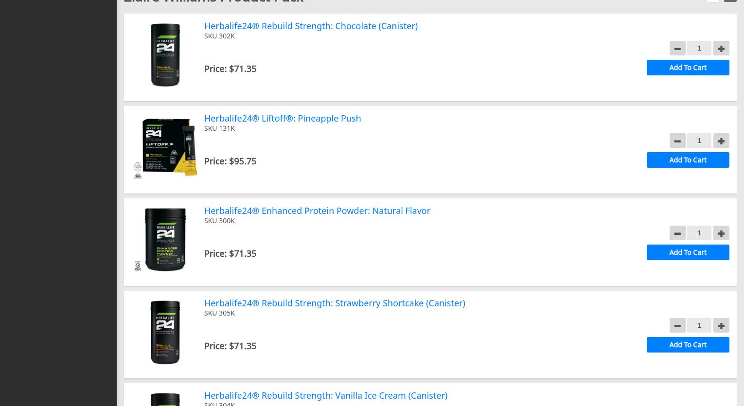 eXtreme Nutrition Menu