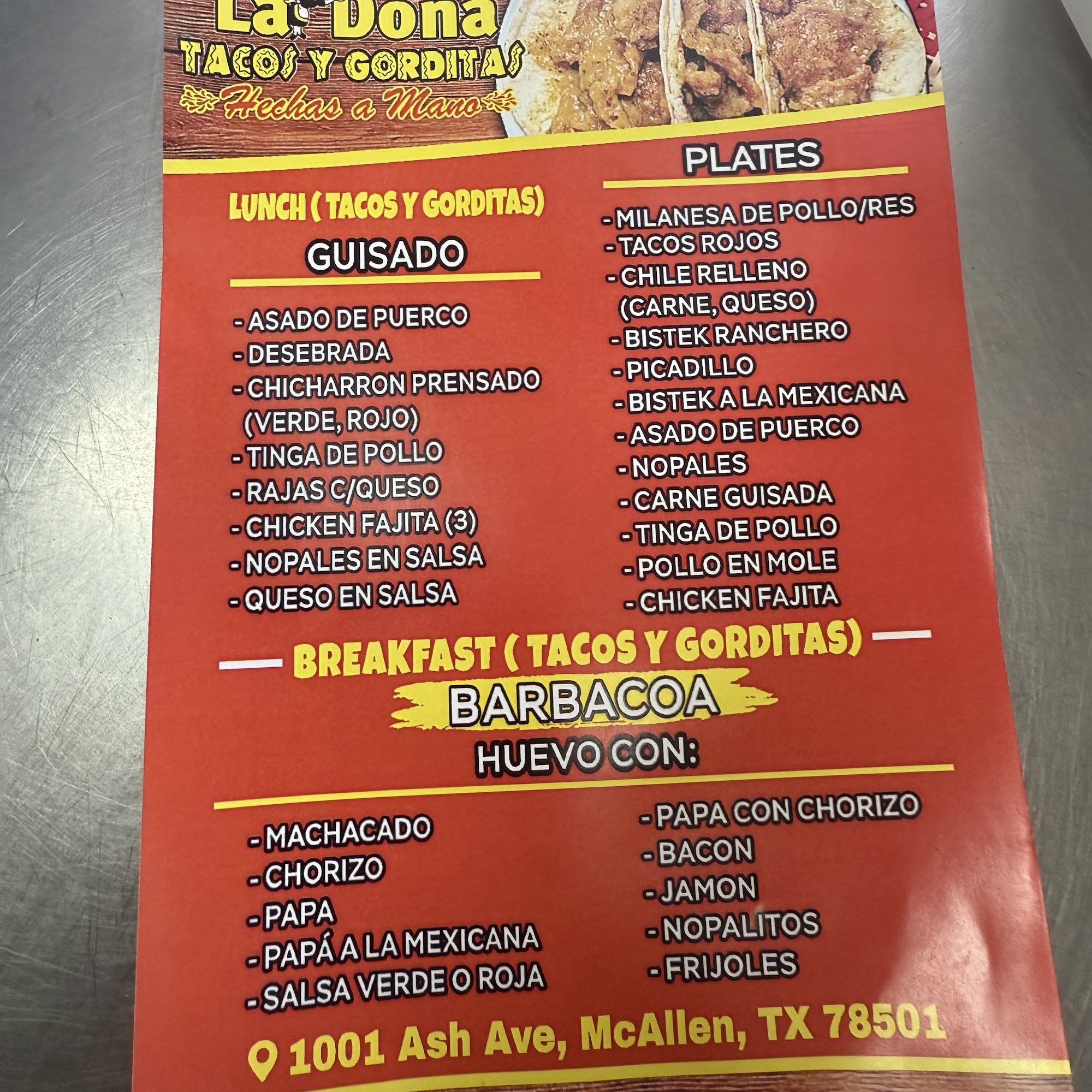 La doña tacos y gorditas Mcallen