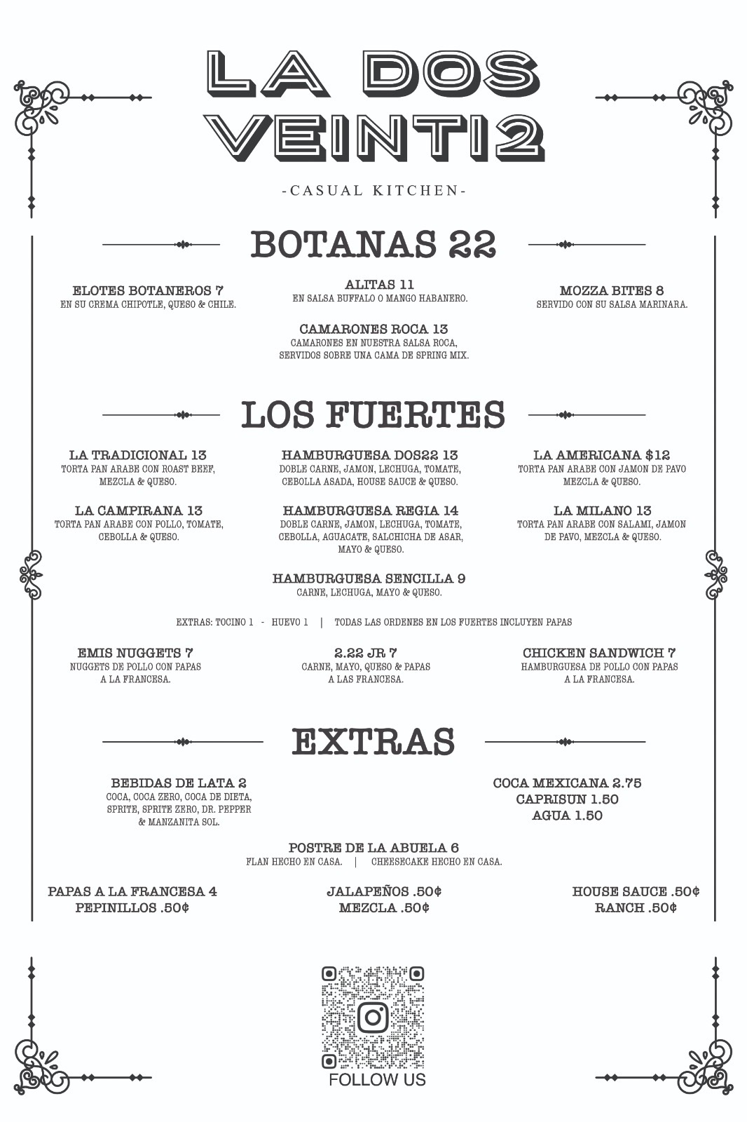 LA DOS VEINTI2 Menu