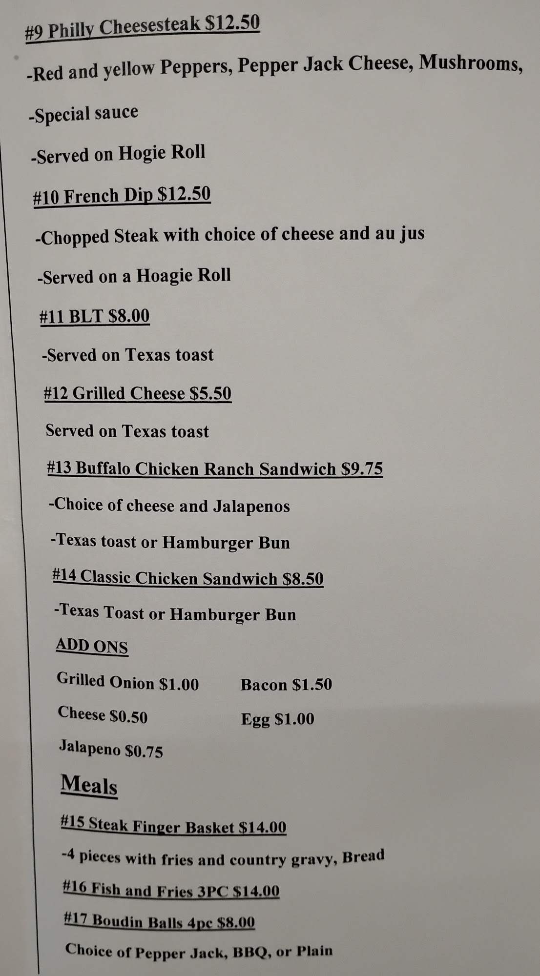 Red white and brew Menu