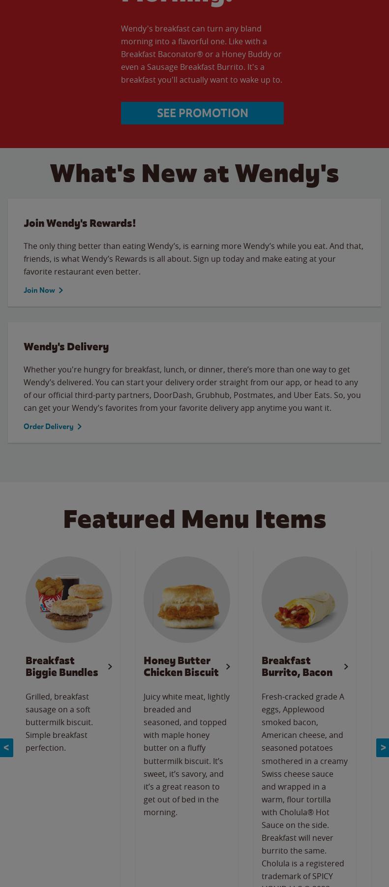 Wendy's Menu