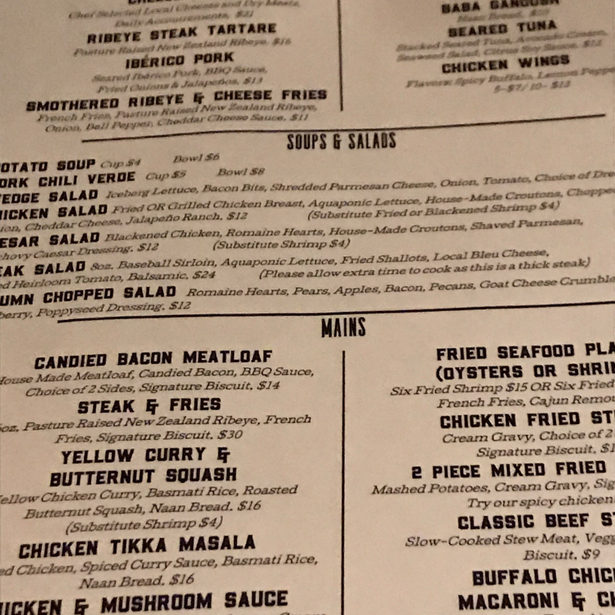 Hester’s Kitchen Menu